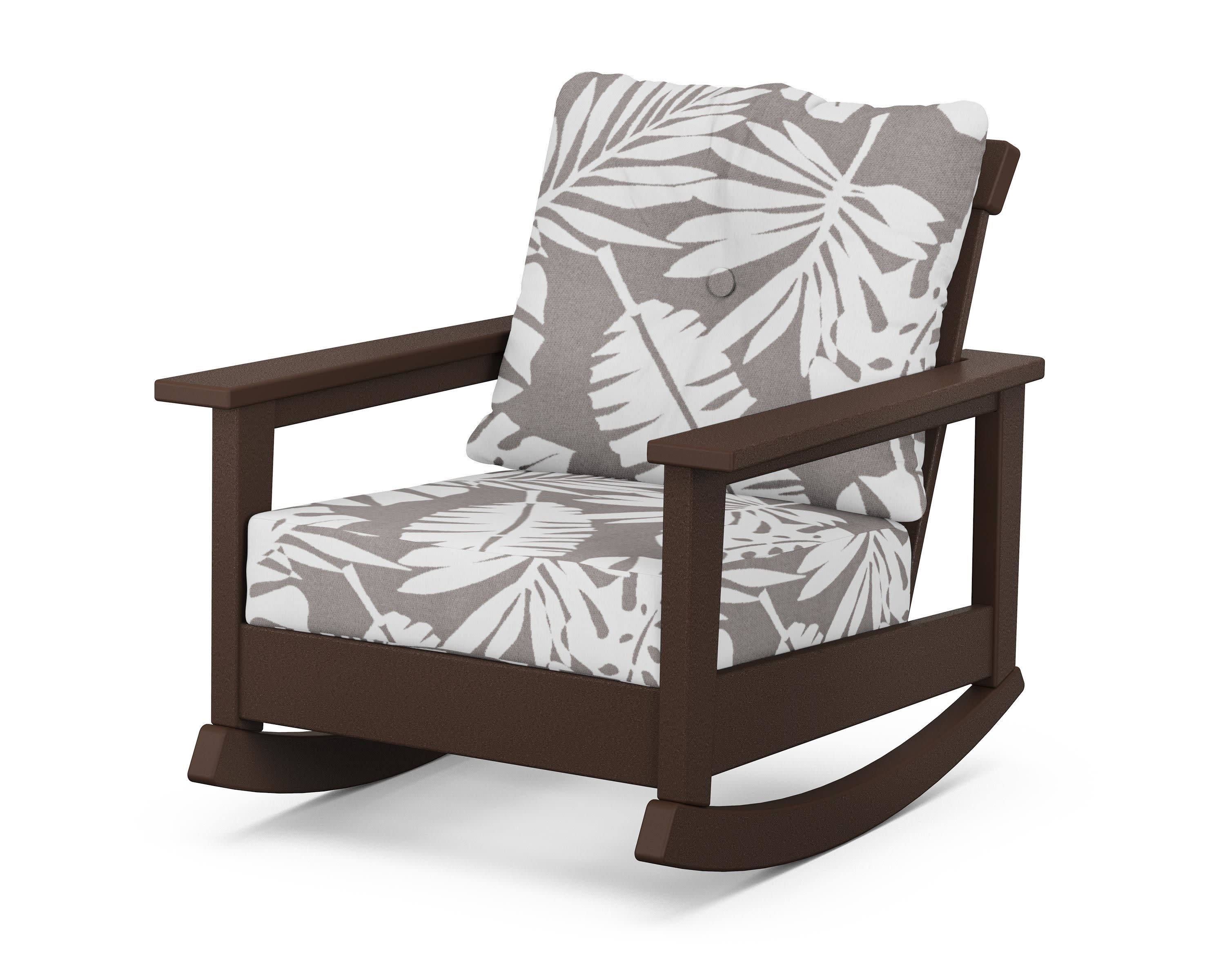 Prescott Deep Seating Rocking Chair in Mahogany / Leaf Grey Mist