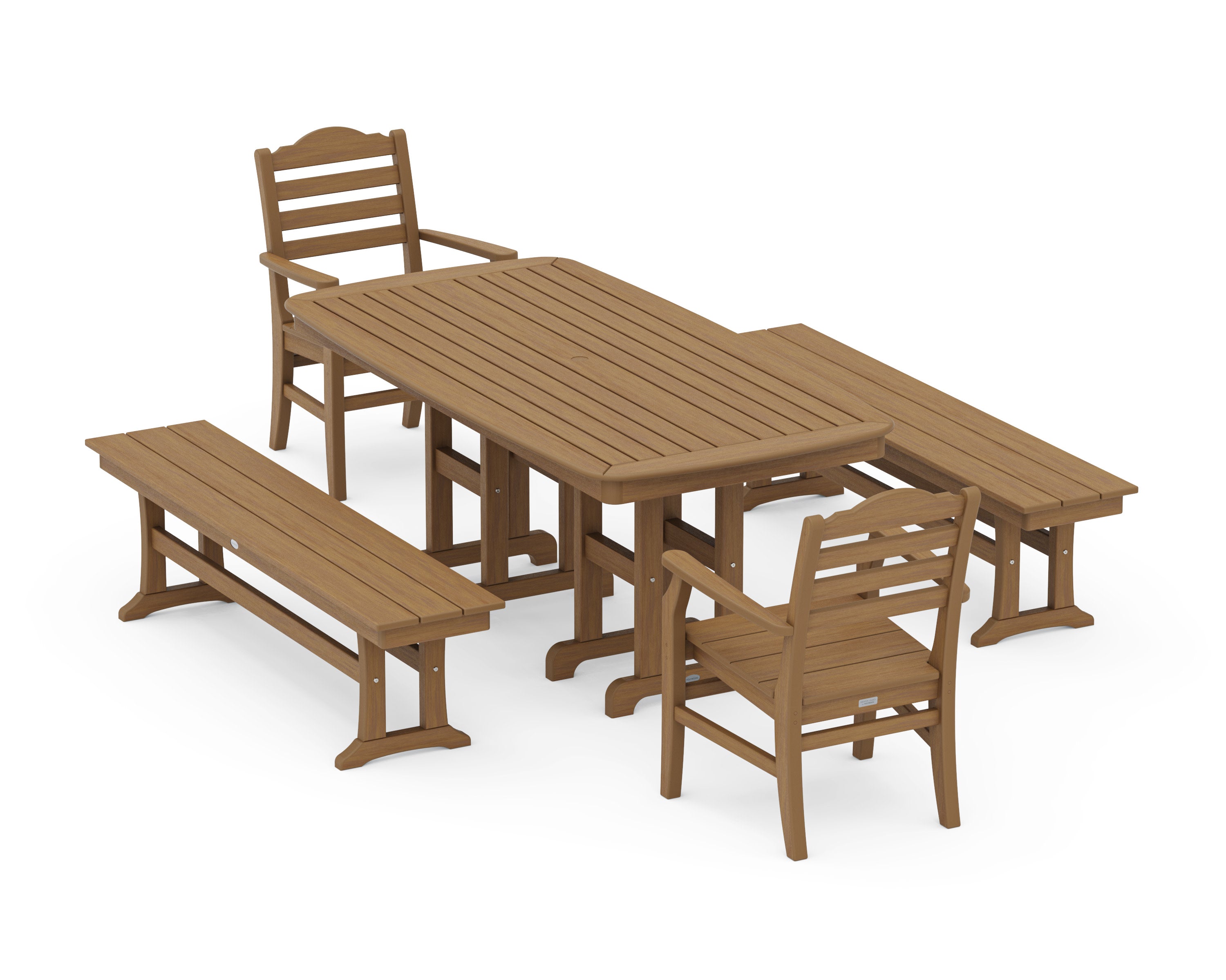 Savannah 5-Piece Dining Set with Benches in Natural