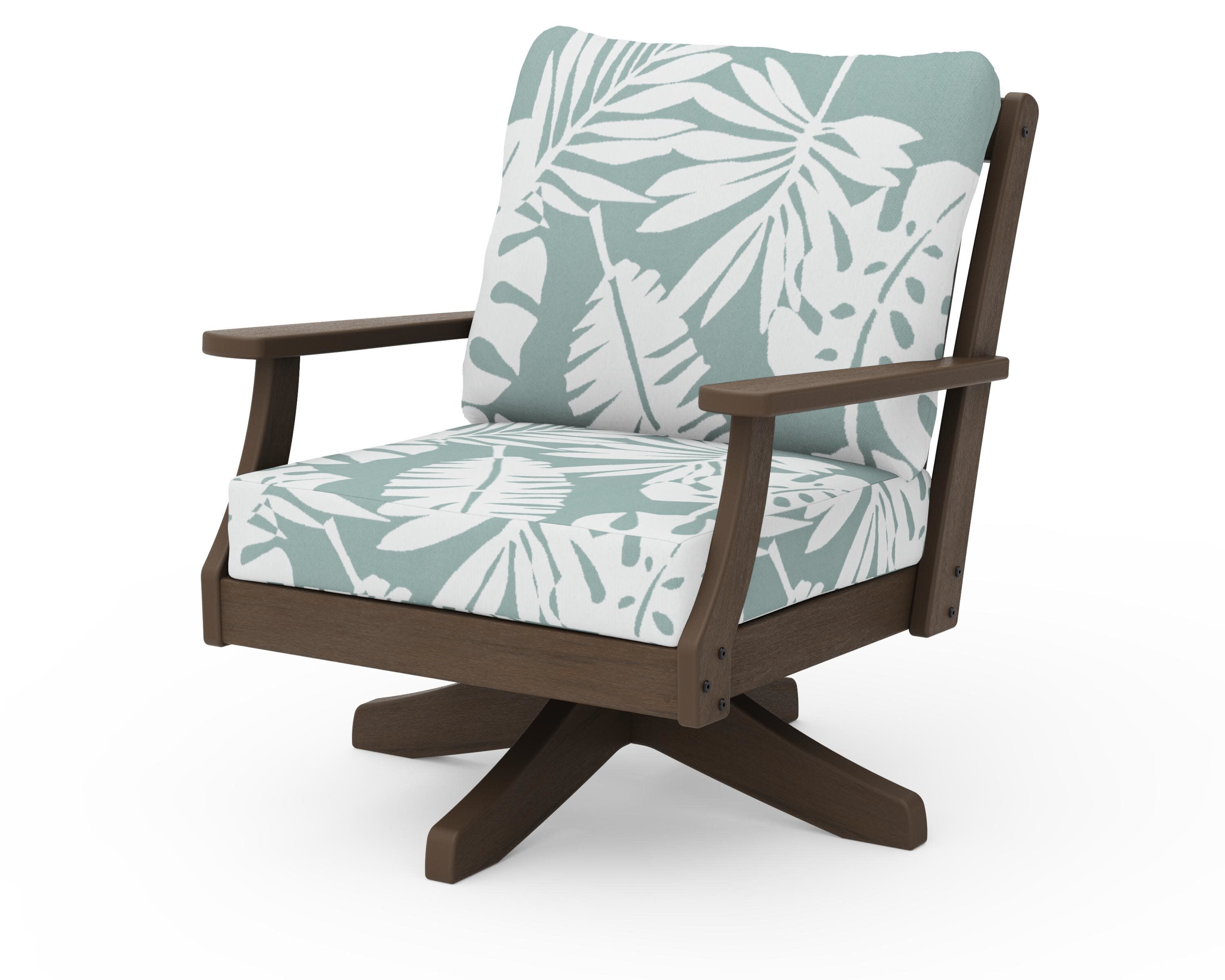 Braxton Deep Seating Swivel Chair in Kona / Leaf Glacier Spa