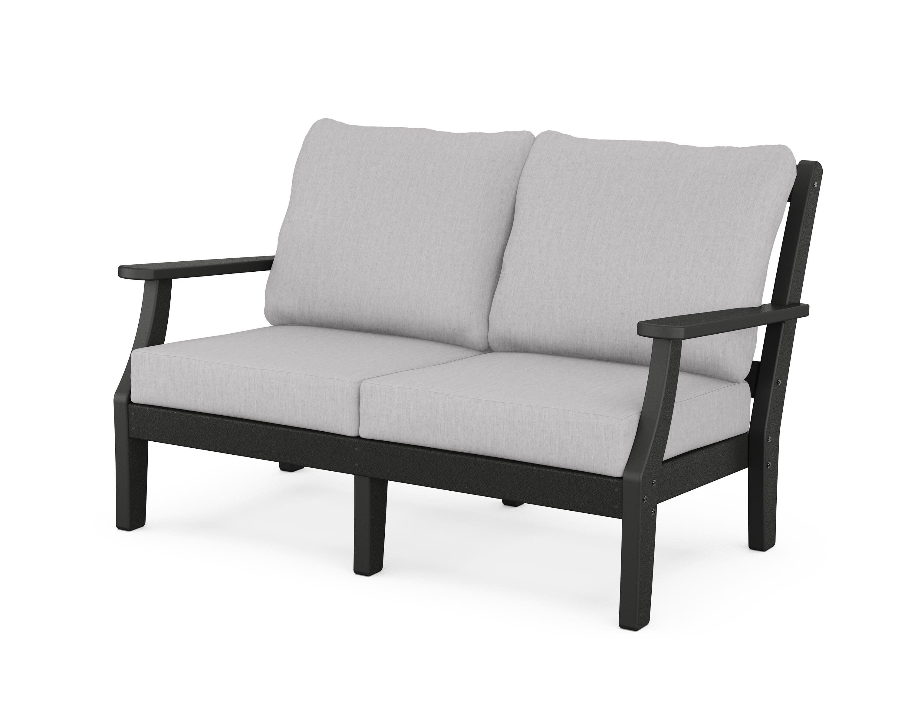 Chinoiserie Deep Seating Loveseat in Black / Granite