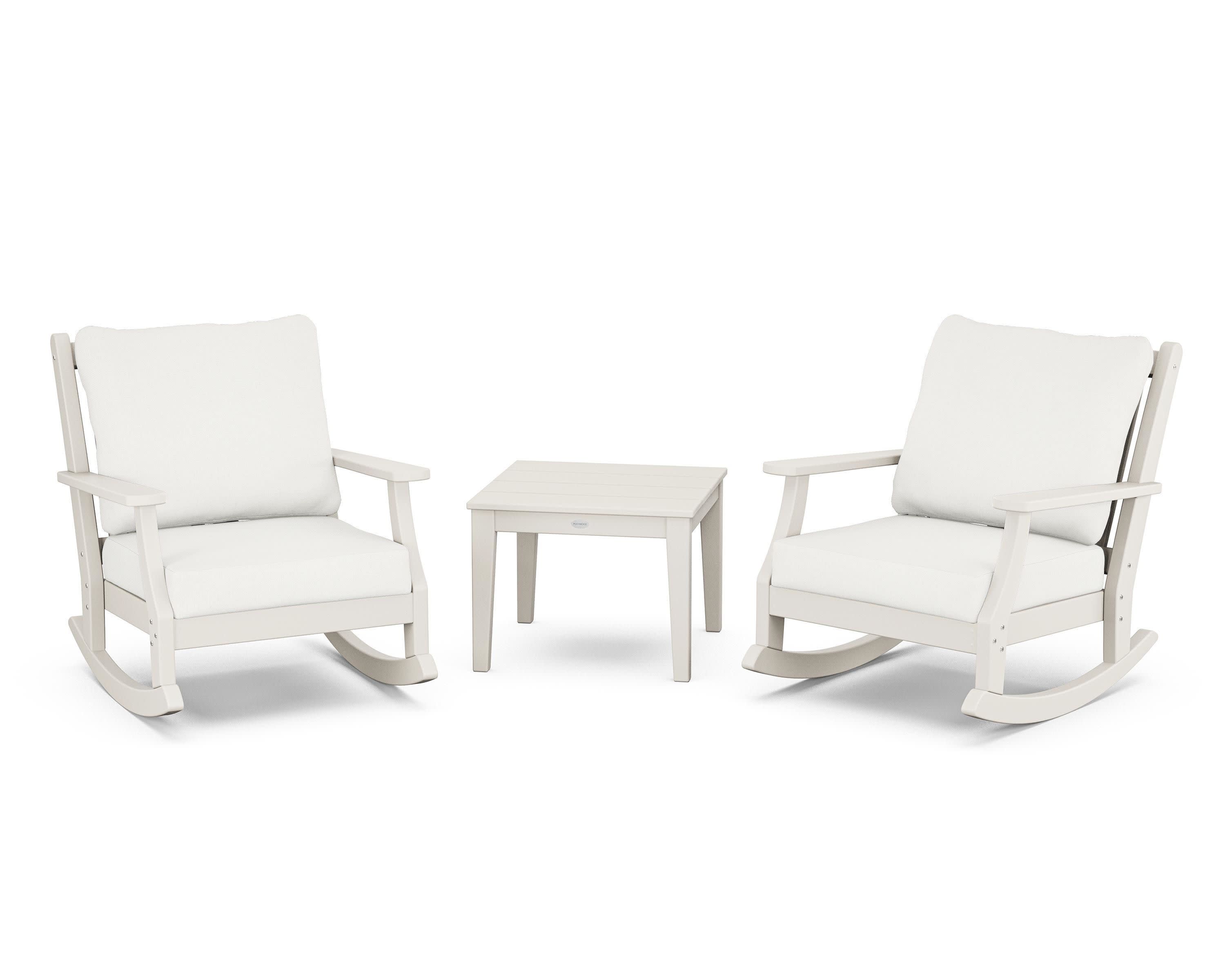 Wovendale 3-Piece Deep Seating Rocker Set in Sand / Natural Linen