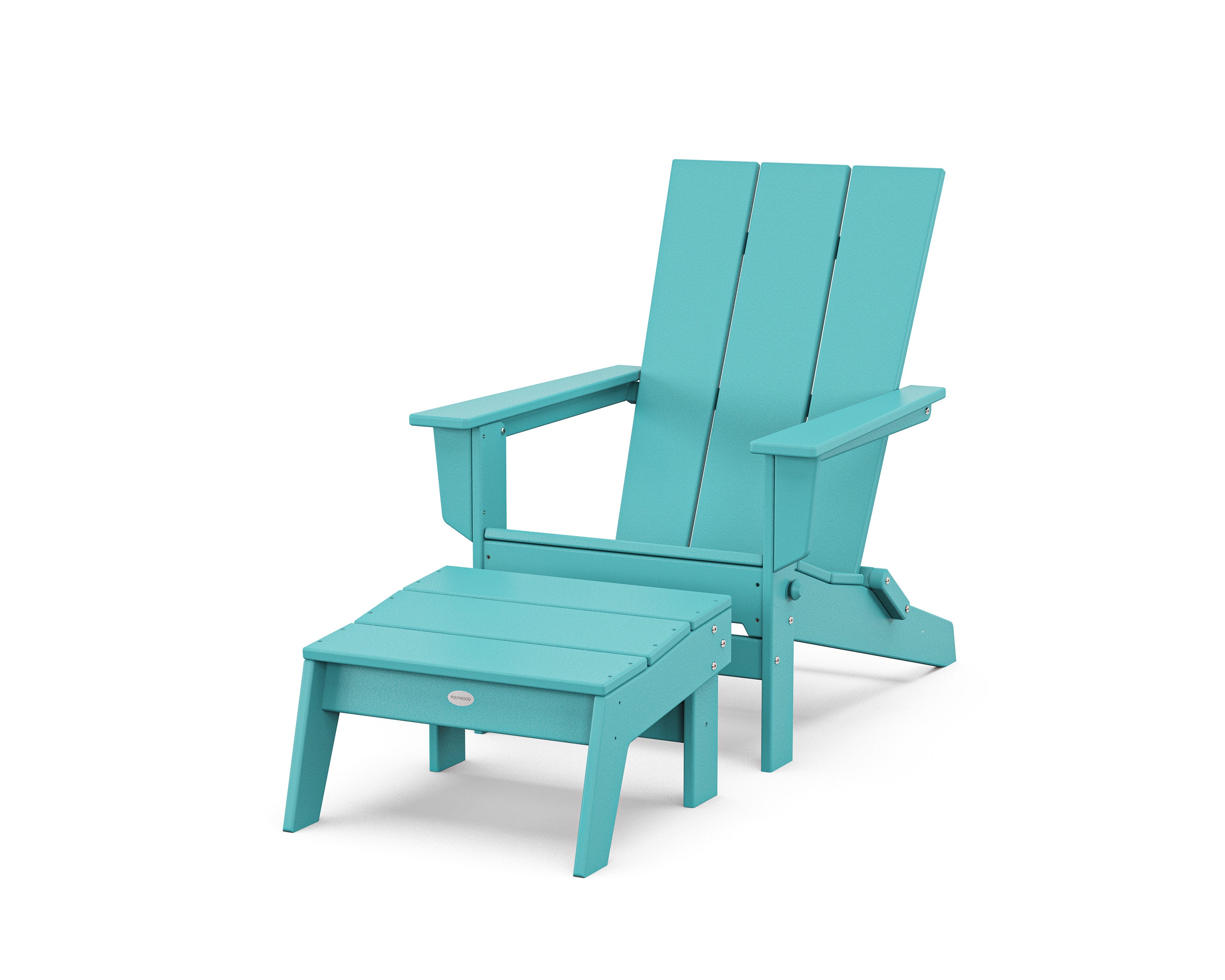 Modern Studio Folding Adirondack Chair with Ottoman in Aruba