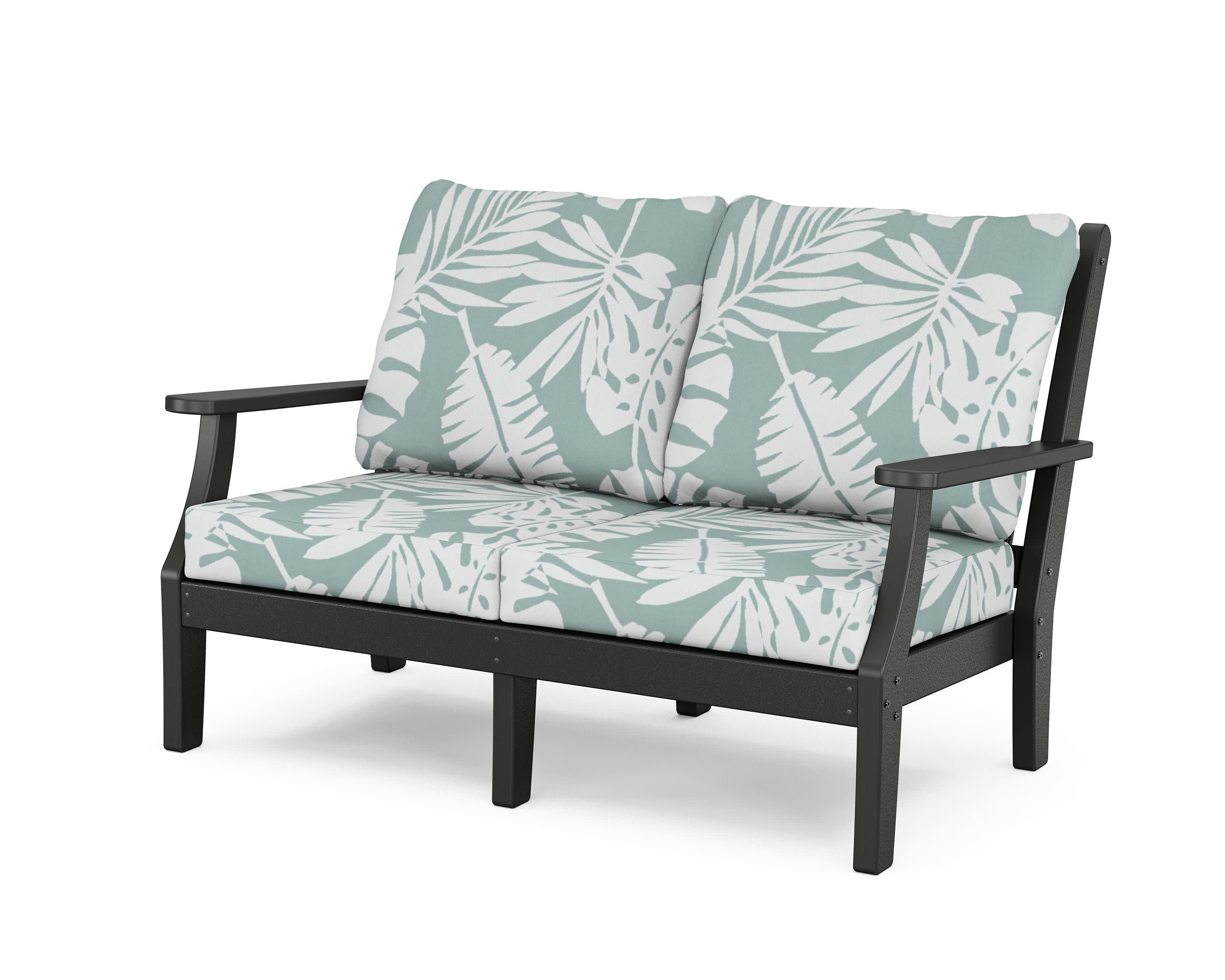 Wovendale Deep Seating Loveseat in Black / Leaf Glacier Spa