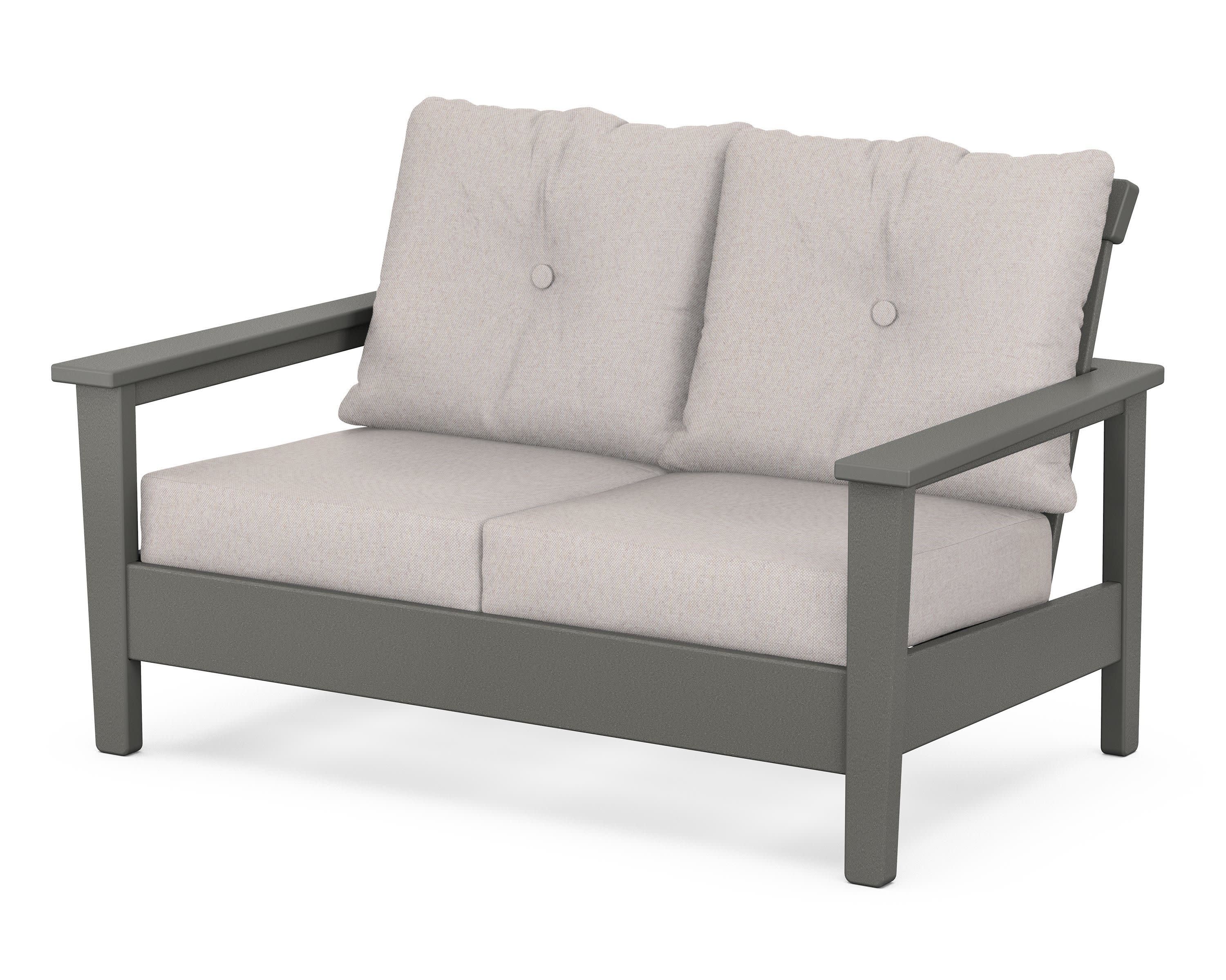 Prescott Deep Seating Loveseat in Slate Grey / Dune Burlap