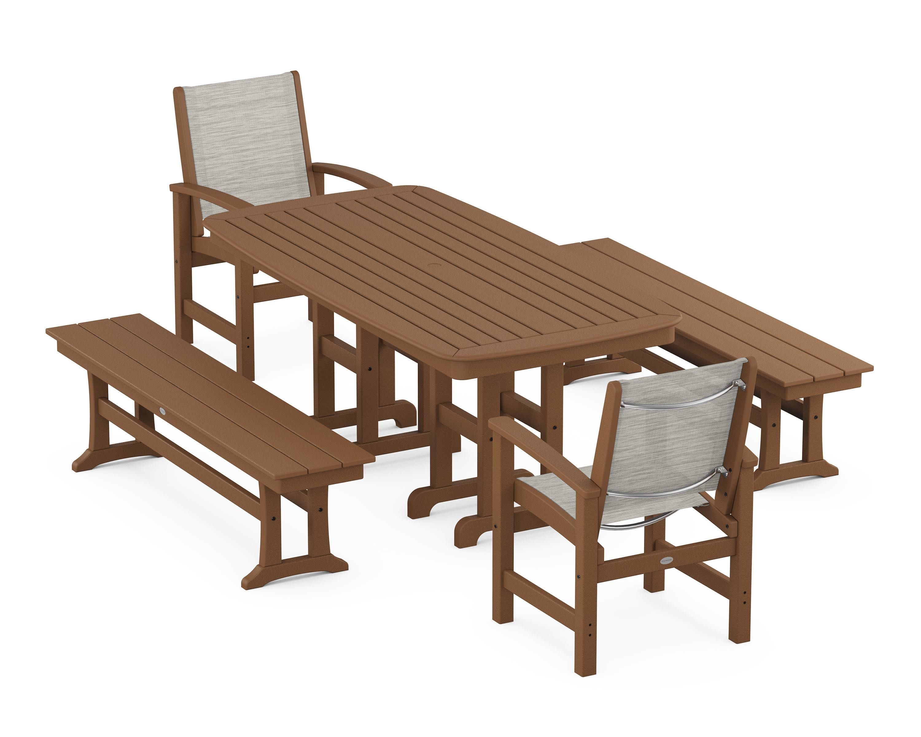 Coastal 5-Piece Dining Set in Teak / Birch Sling