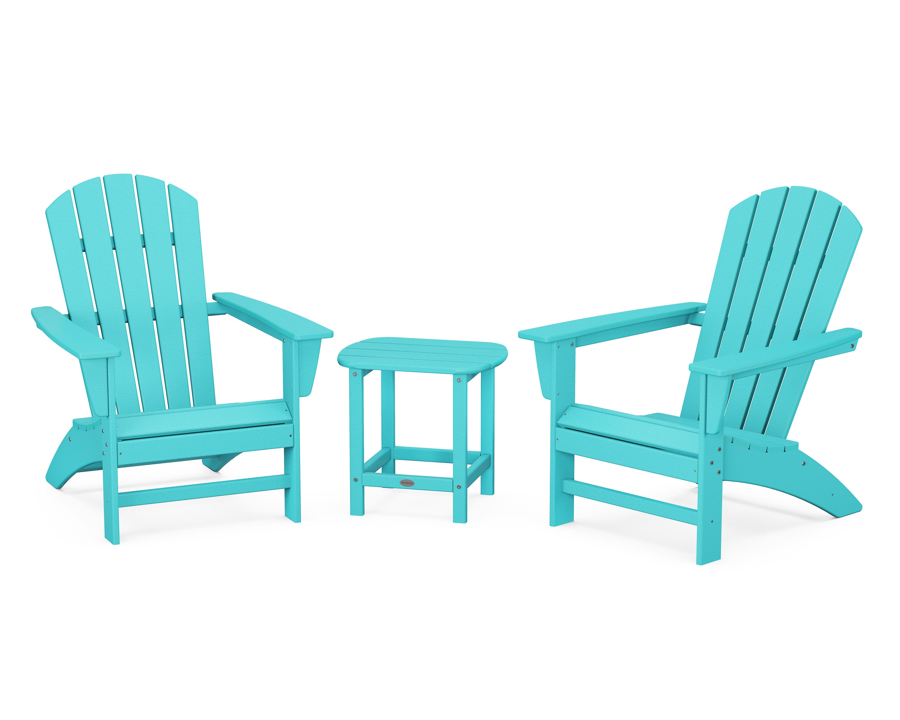 Nautical 3-Piece Adirondack Set with South Beach 18" Side Table in Aruba