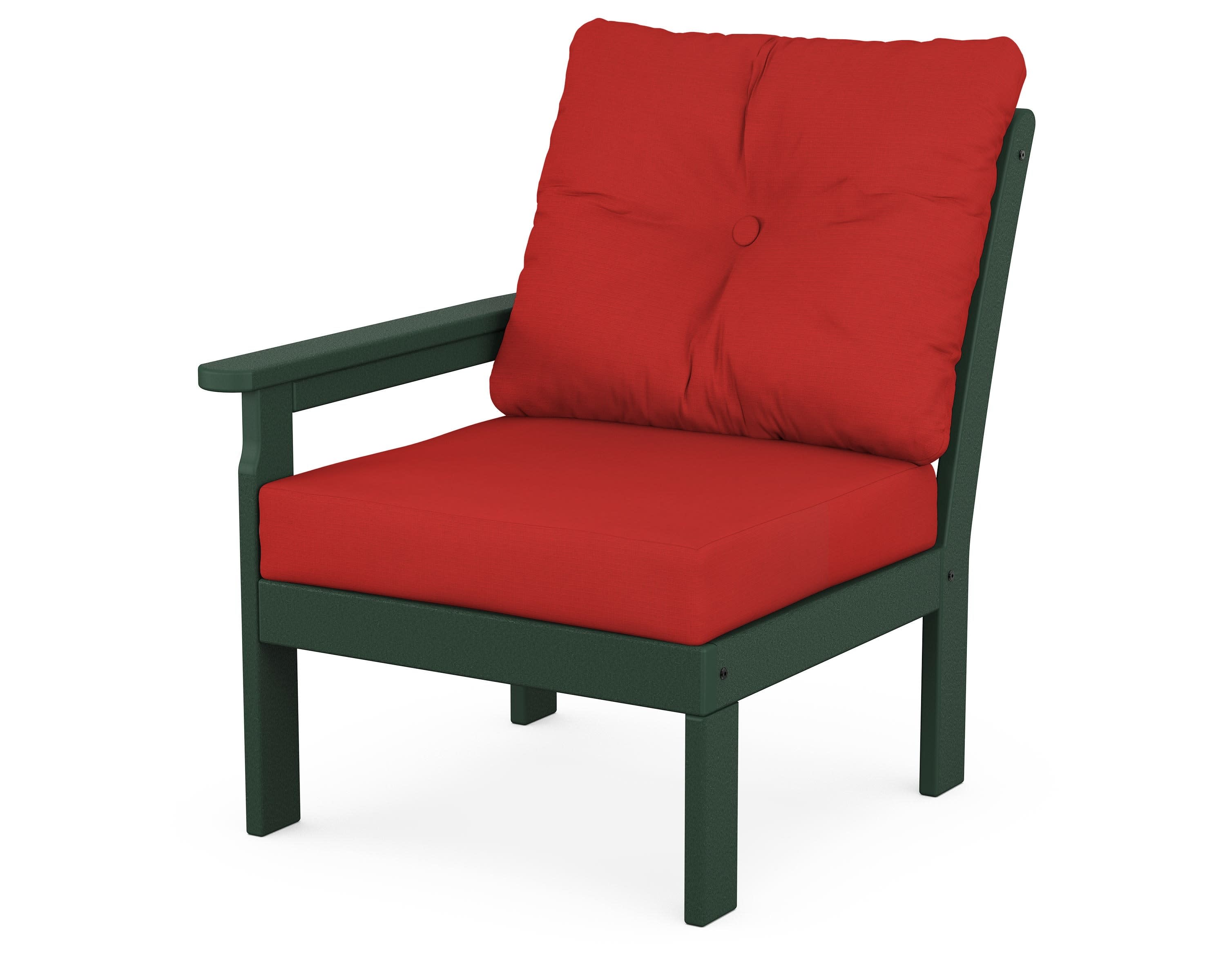 Vineyard Modular Left Arm Chair in Green / Crimson Linen