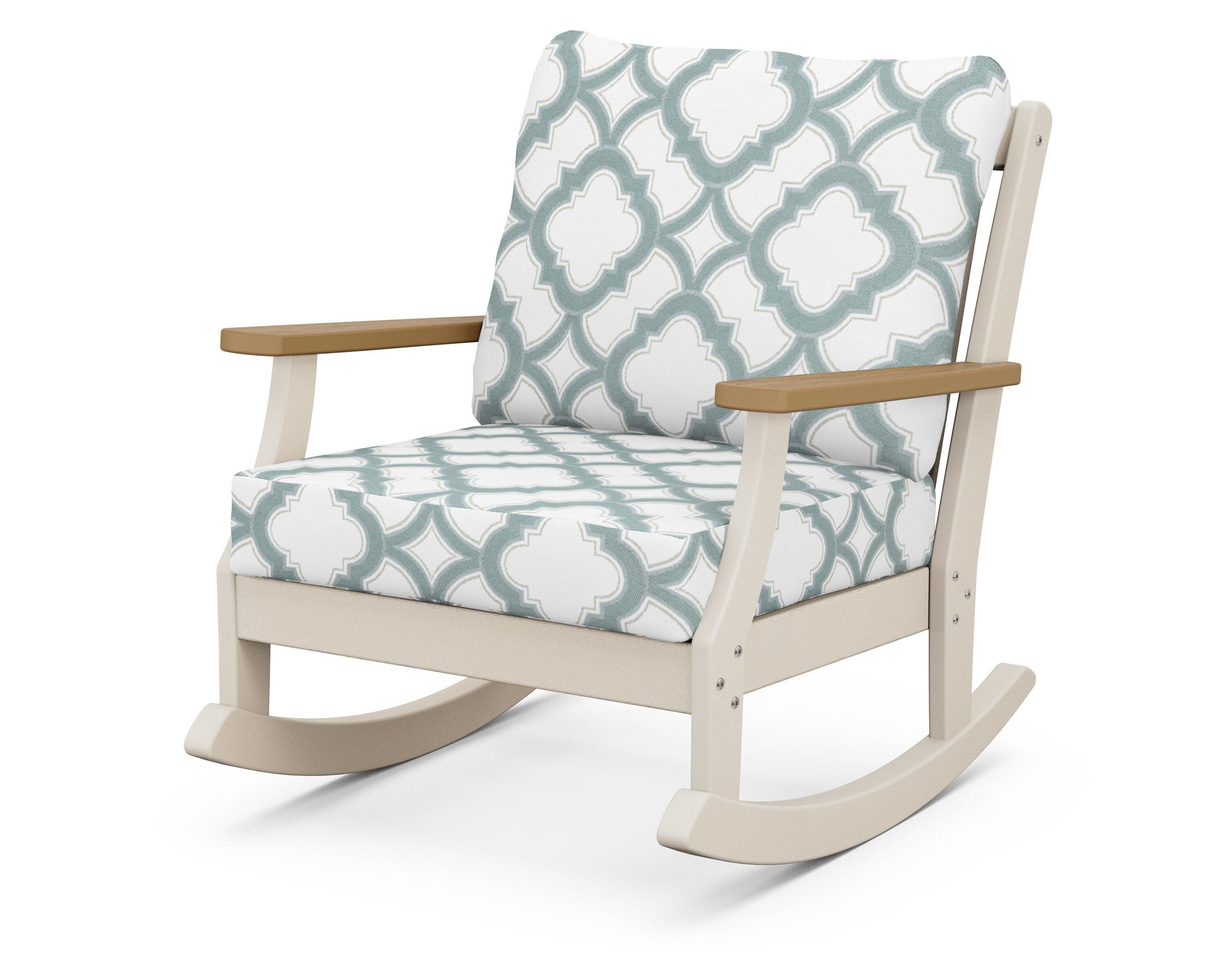 Braxton Deep Seating Rocking Chair in Sand / Natural / Trellis Glacier Spa