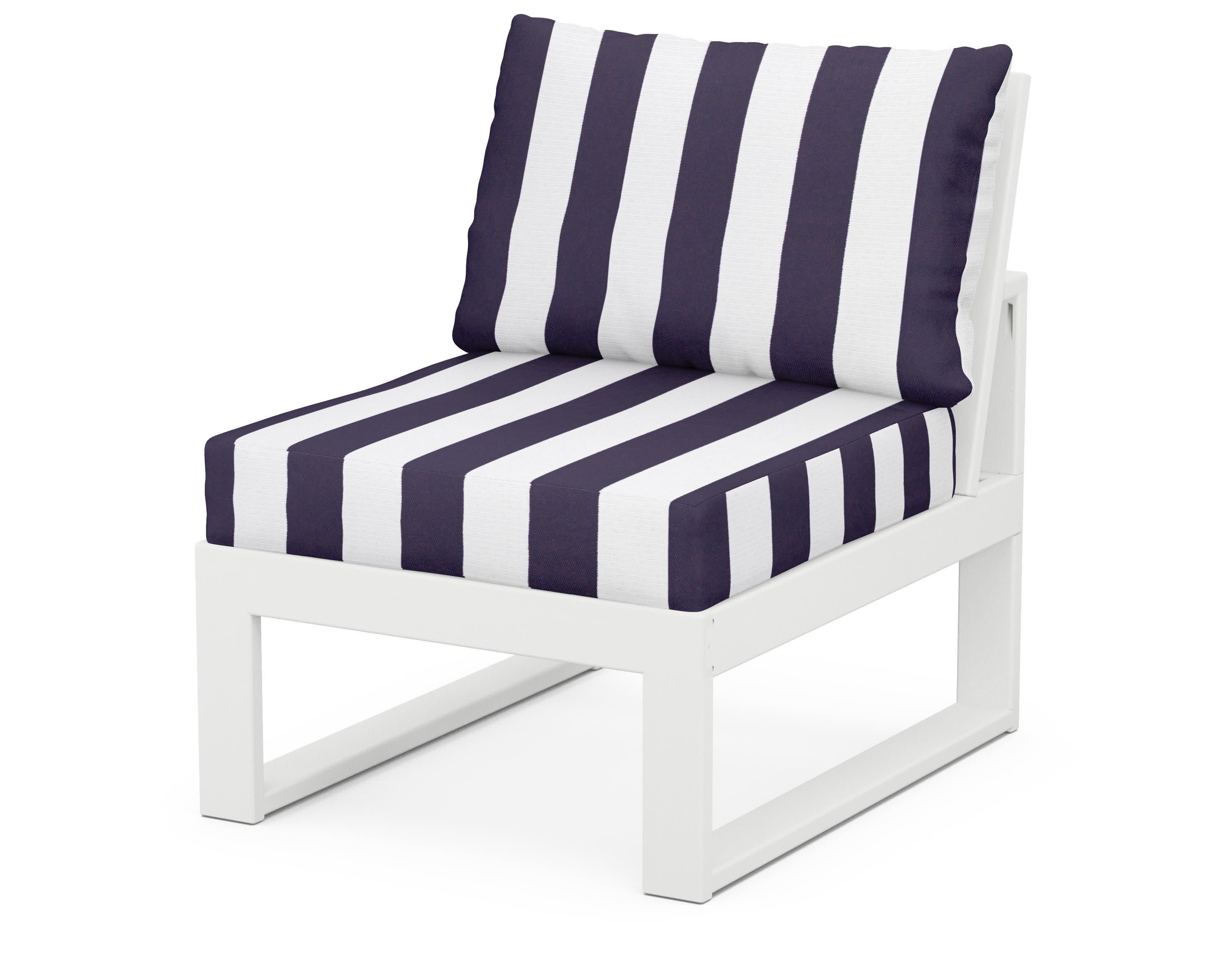 Modular Armless Chair in White / Cabana Stripe Navy
