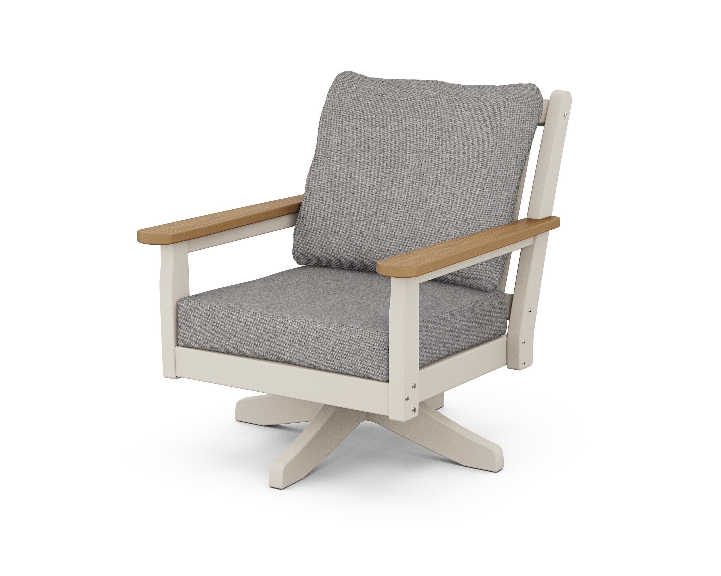 Chippendale Deep Seating Swivel Chair in Sand / Natural / Grey Mist