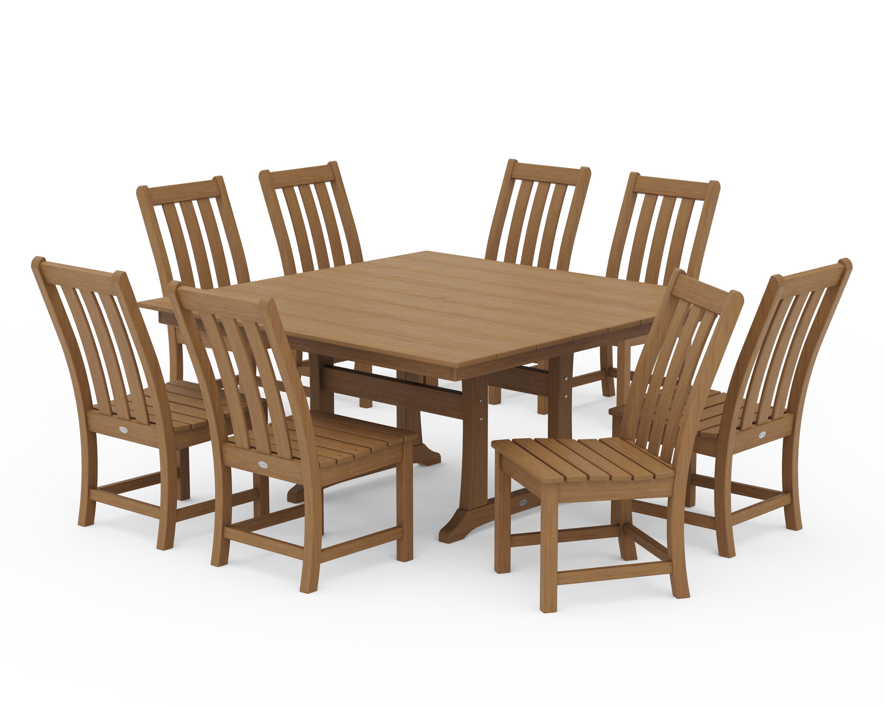 Vineyard 9-Piece Farmhouse Trestle Dining Set in Natural