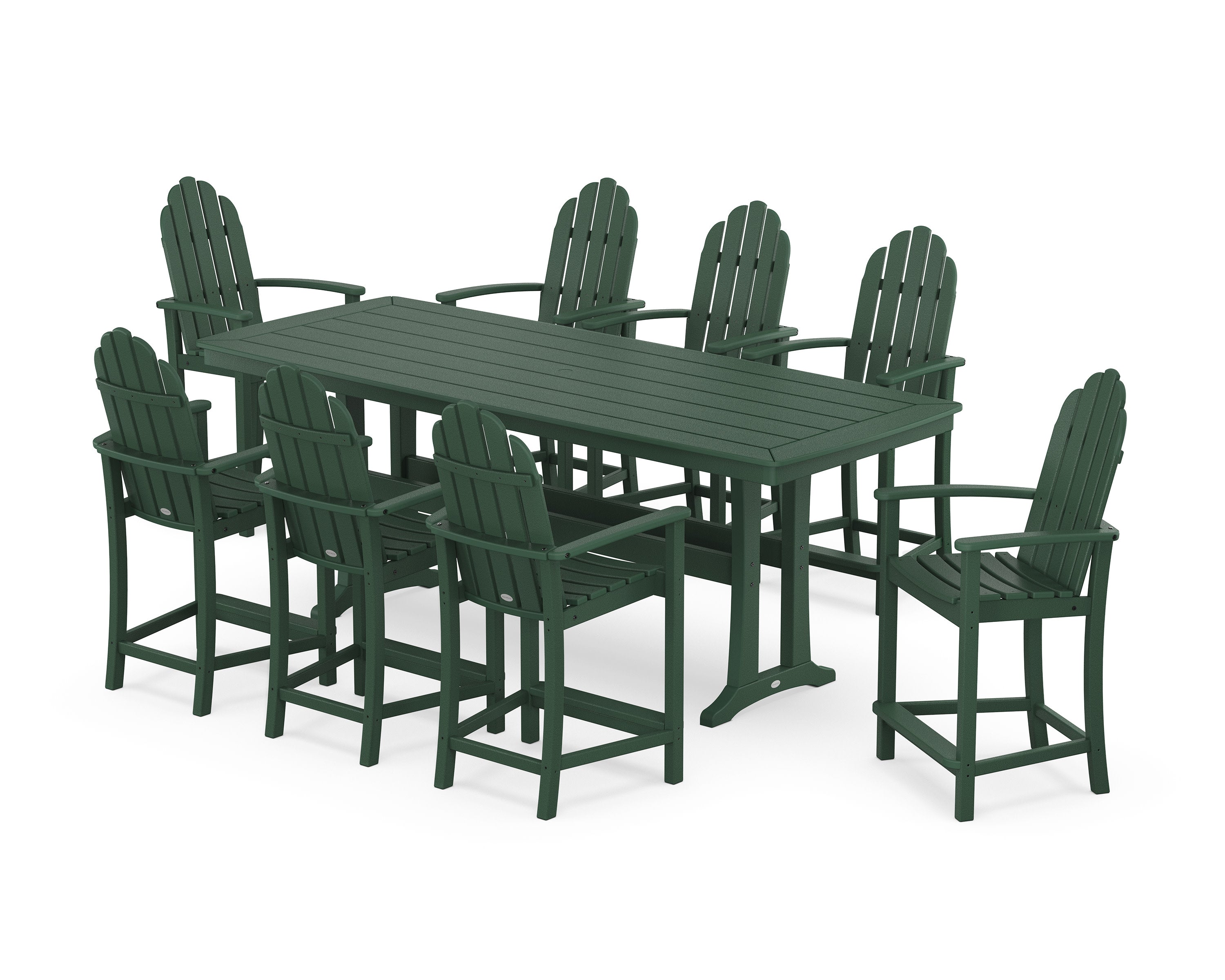 Classic Adirondack 9-Piece Counter Set with Trestle Legs in Green