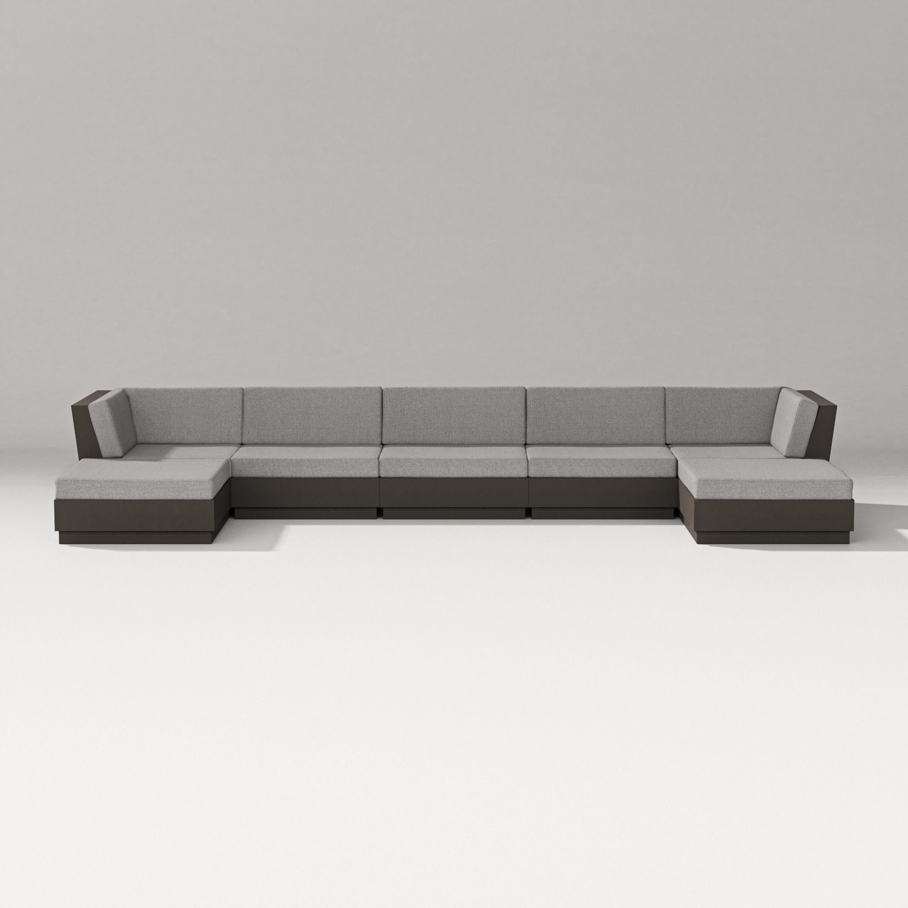 Elevate 7-Piece Double Chaise Sectional in Vintage Coffee / Grey Mist