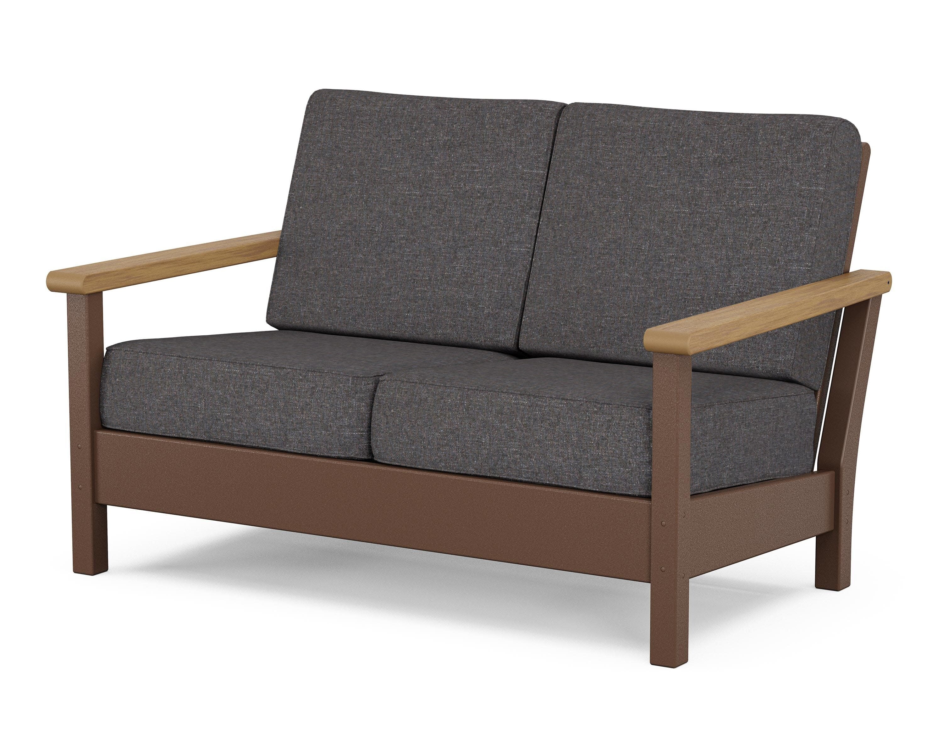 Harbour Deep Seating Loveseat in Mahogany / Natural / Ash Charcoal