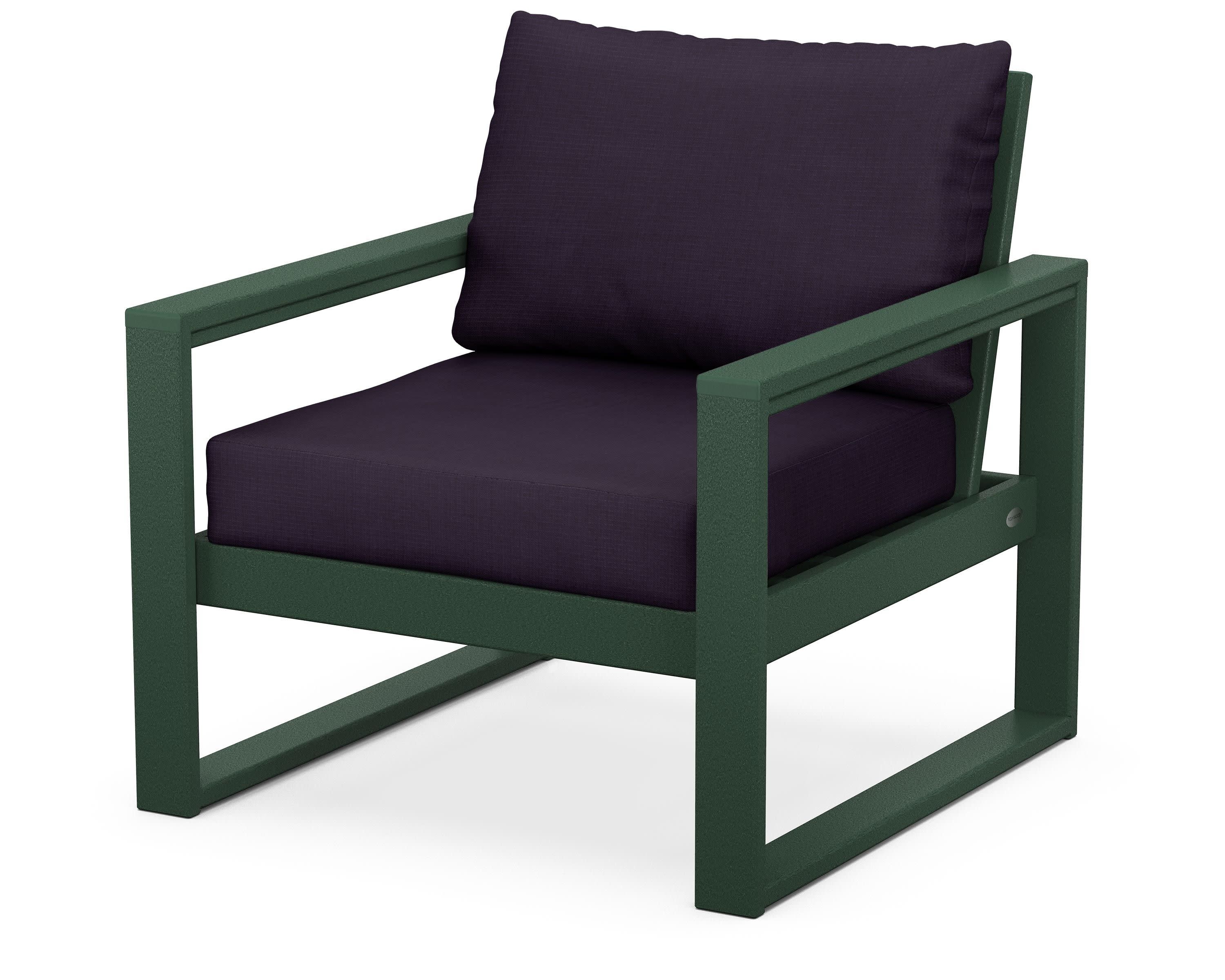 EDGE Club Chair in Green / Navy Linen
