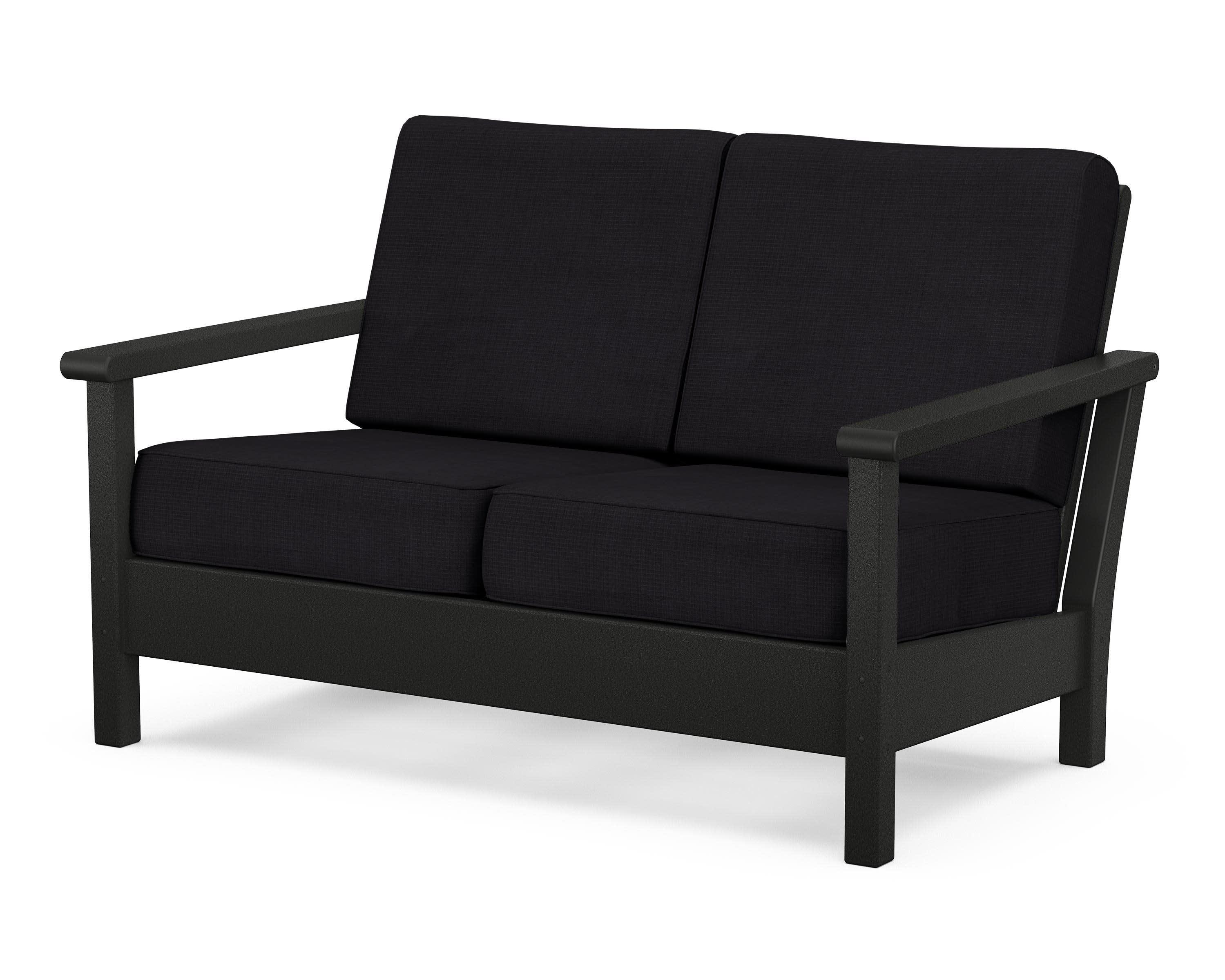 Harbour Deep Seating Loveseat in Black / Midnight Linen