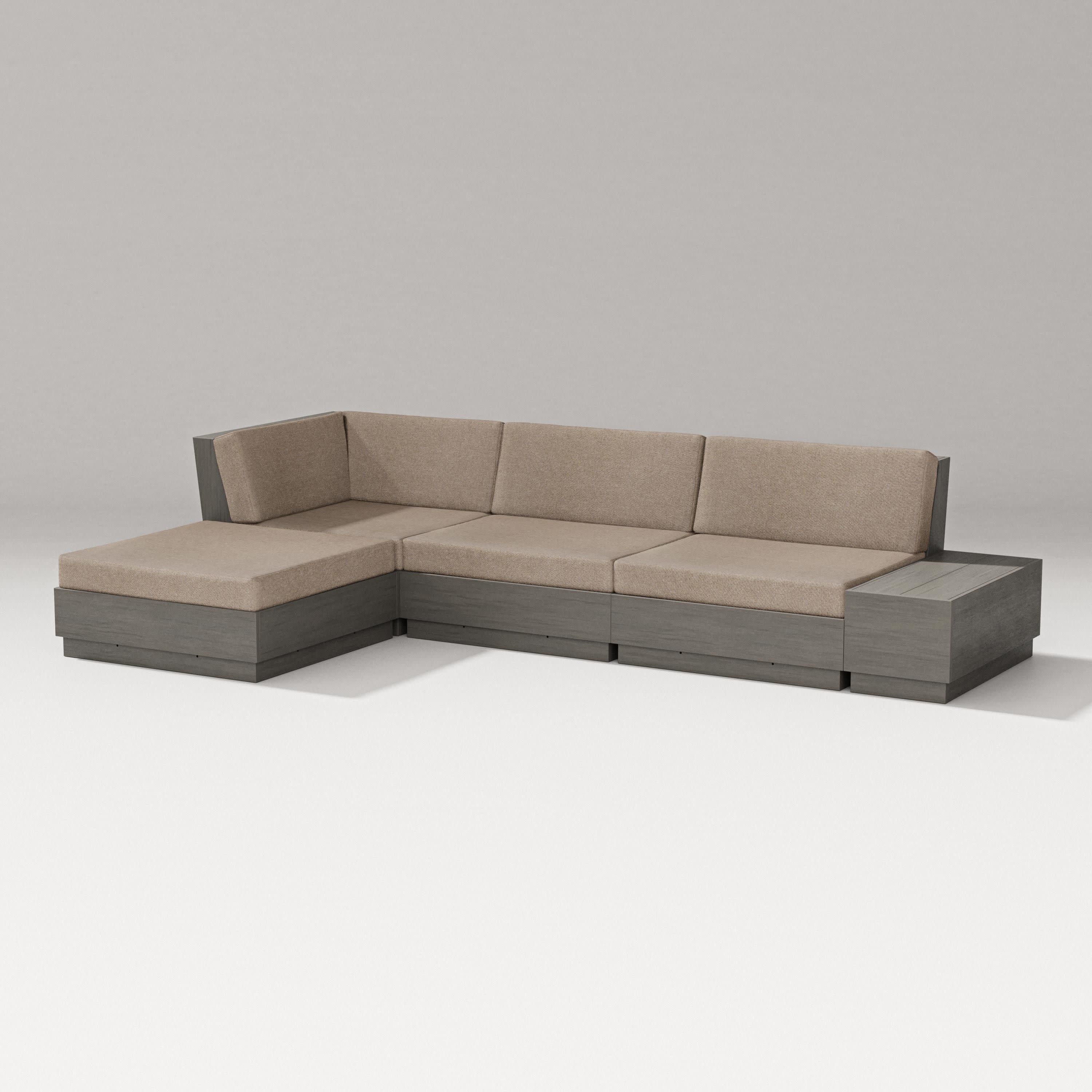 Elevate Chaise Sectional in Driftwood / Spiced Burlap