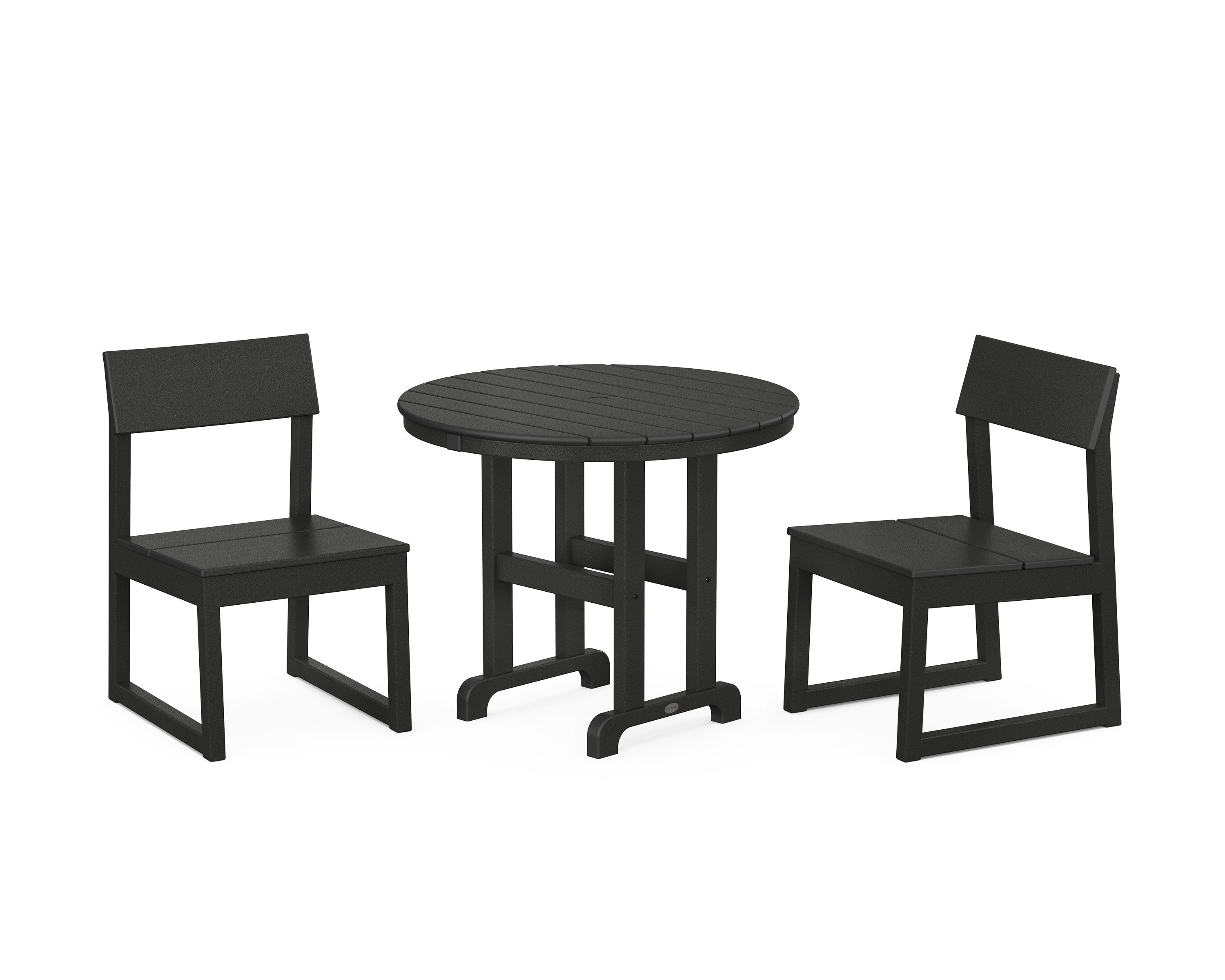 EDGE Side Chair 3-Piece Round Dining Set in Black
