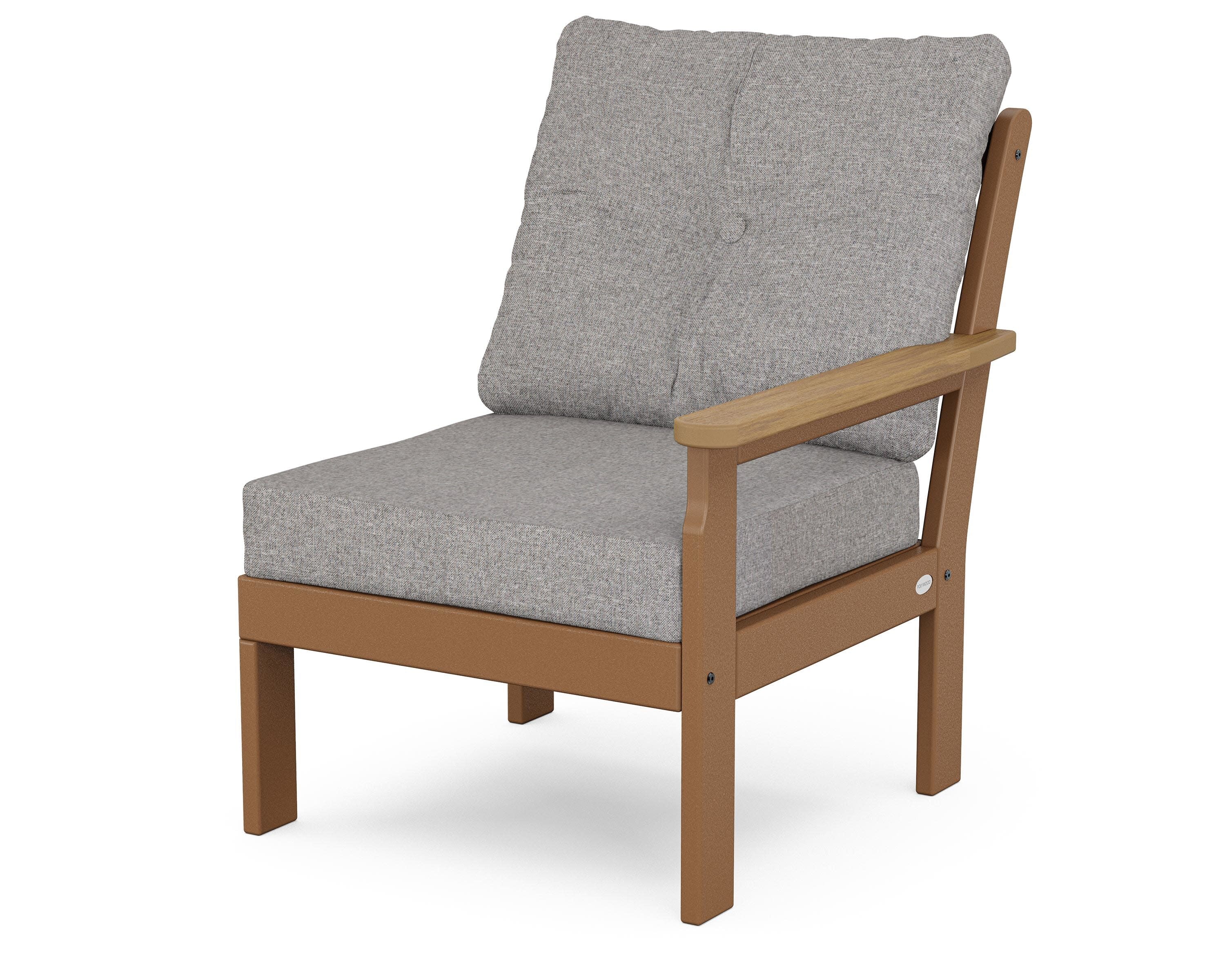 Vineyard Modular Right Arm Chair in Teak / Natural / Grey Mist