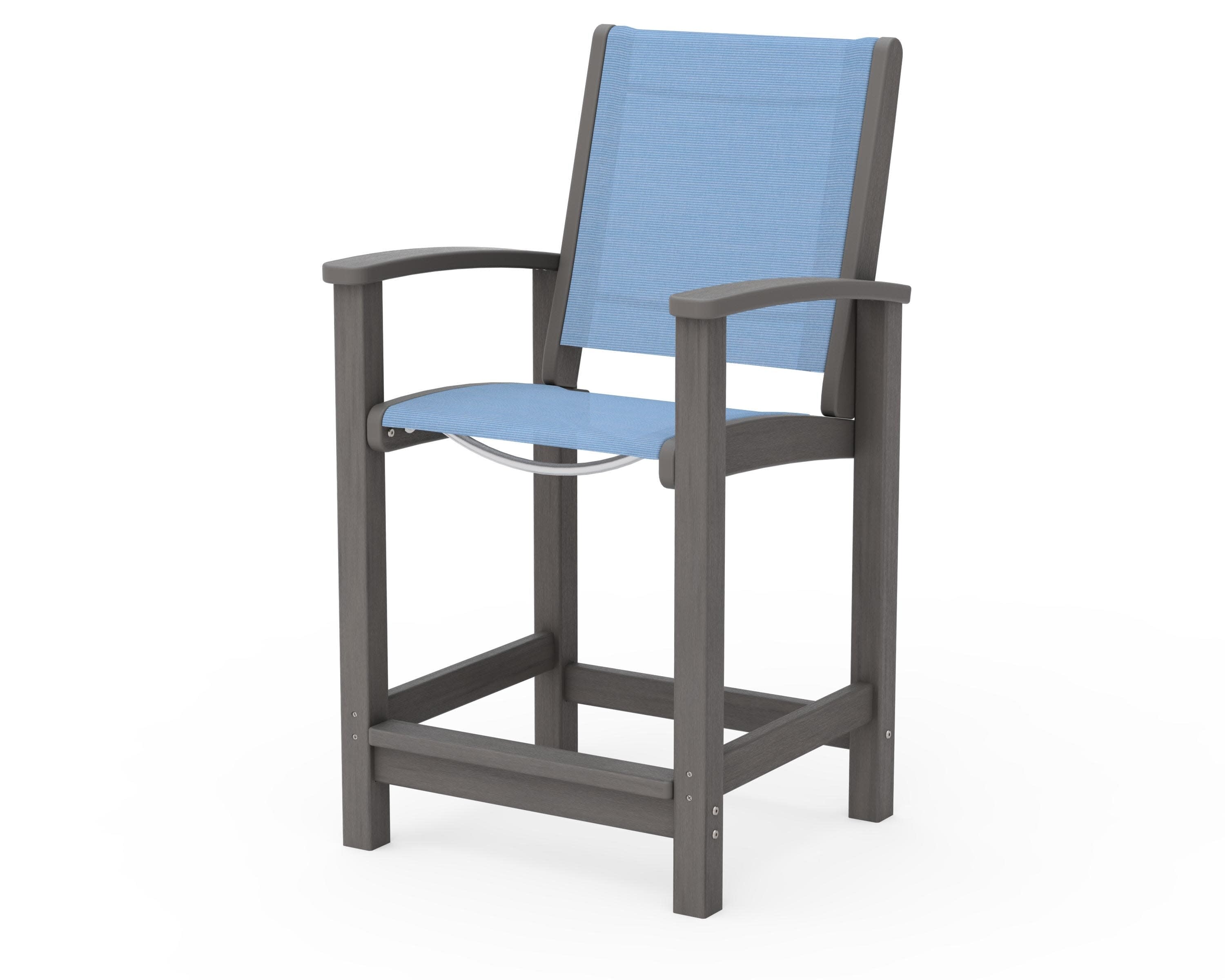 Coastal Counter Chair in Driftwood / Poolside Sling