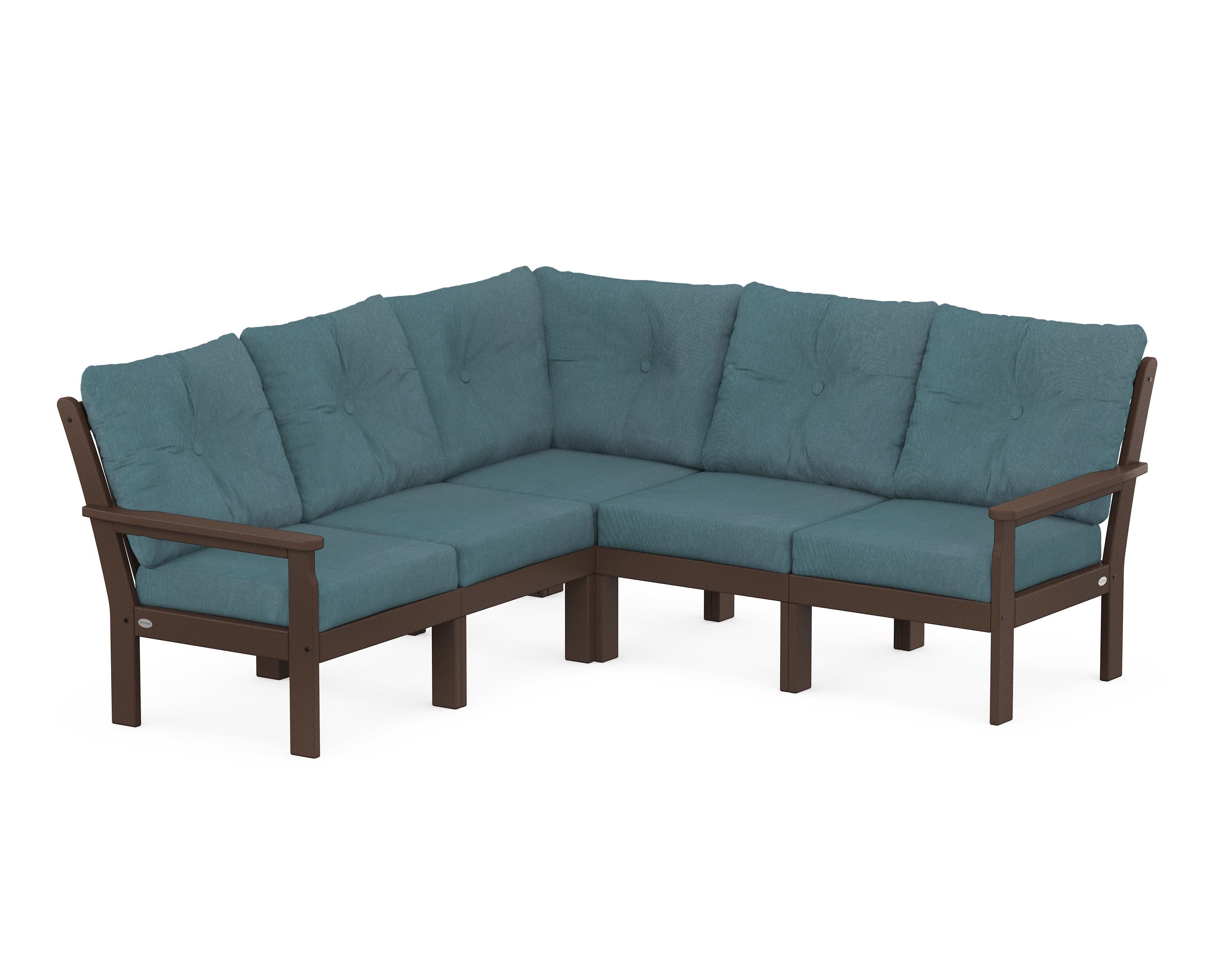 Vineyard 5-Piece Sectional in Mahogany / Ocean Teal