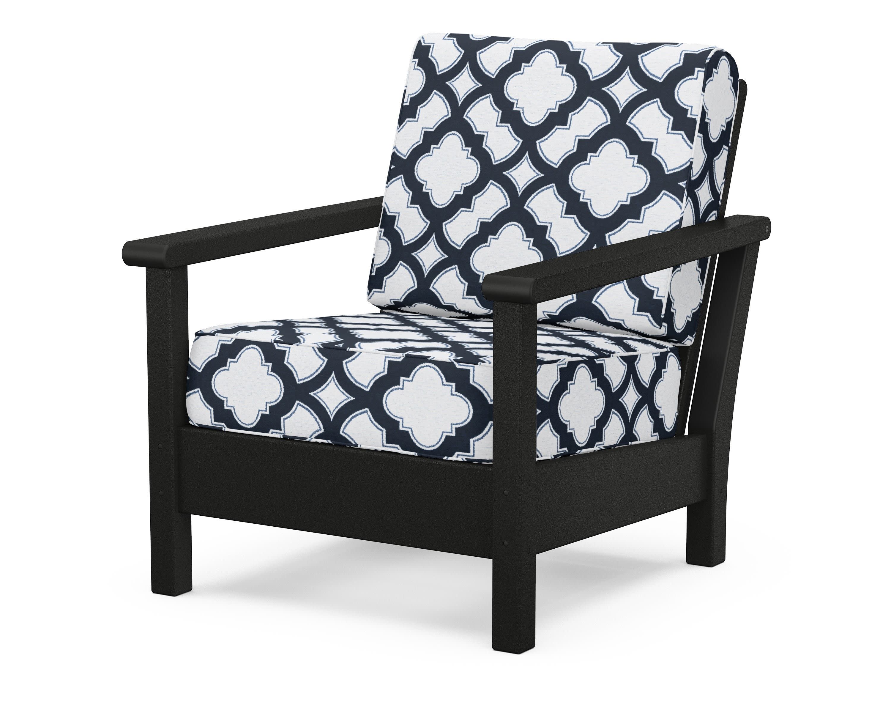 Harbour Deep Seating Chair in Black / Trellis Marine Indigo