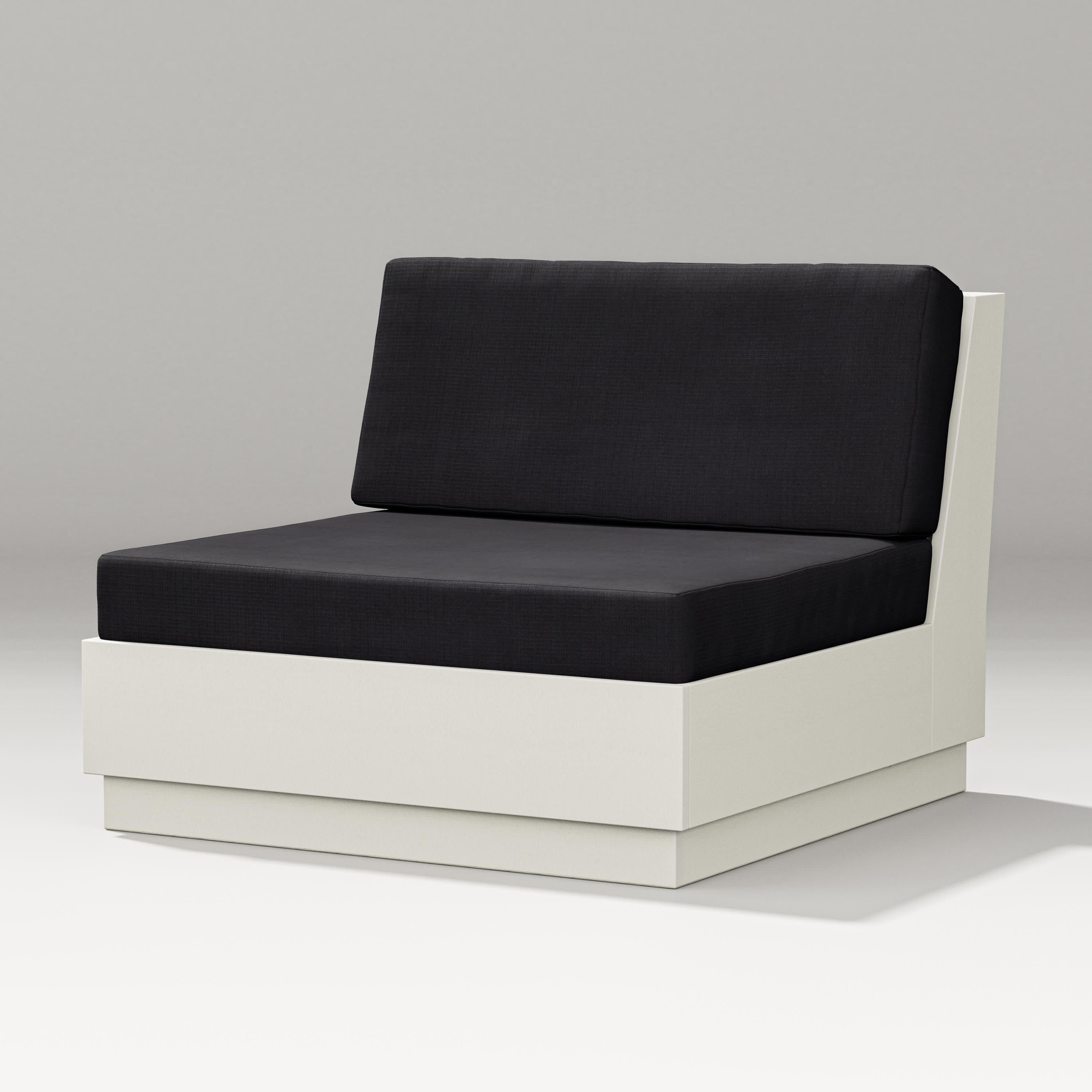 Elevate Modular Armless Chair in Vintage White / Midnight Linen