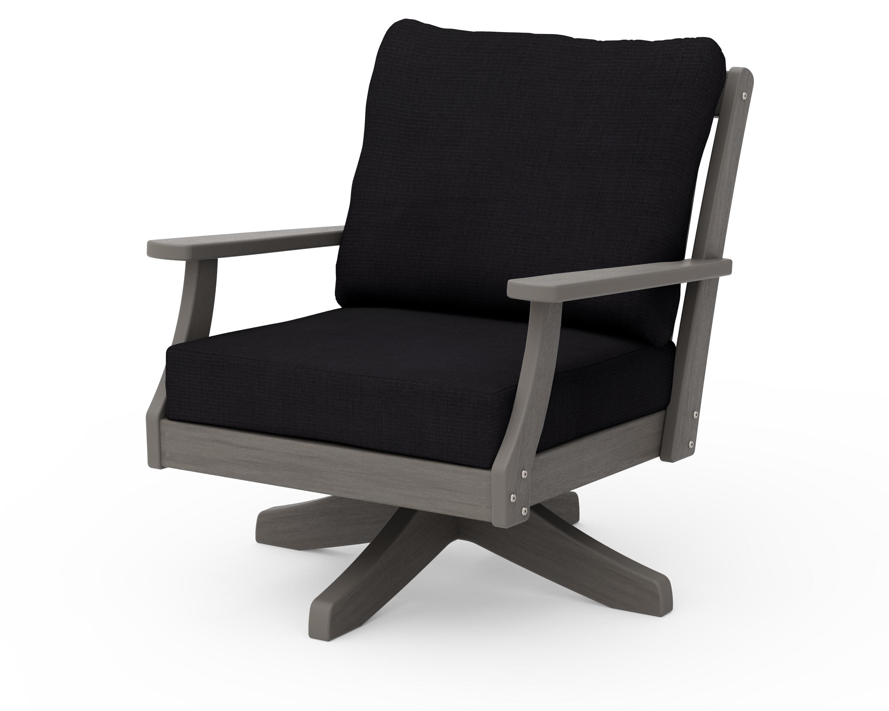 Braxton Deep Seating Swivel Chair in Driftwood / Midnight Linen