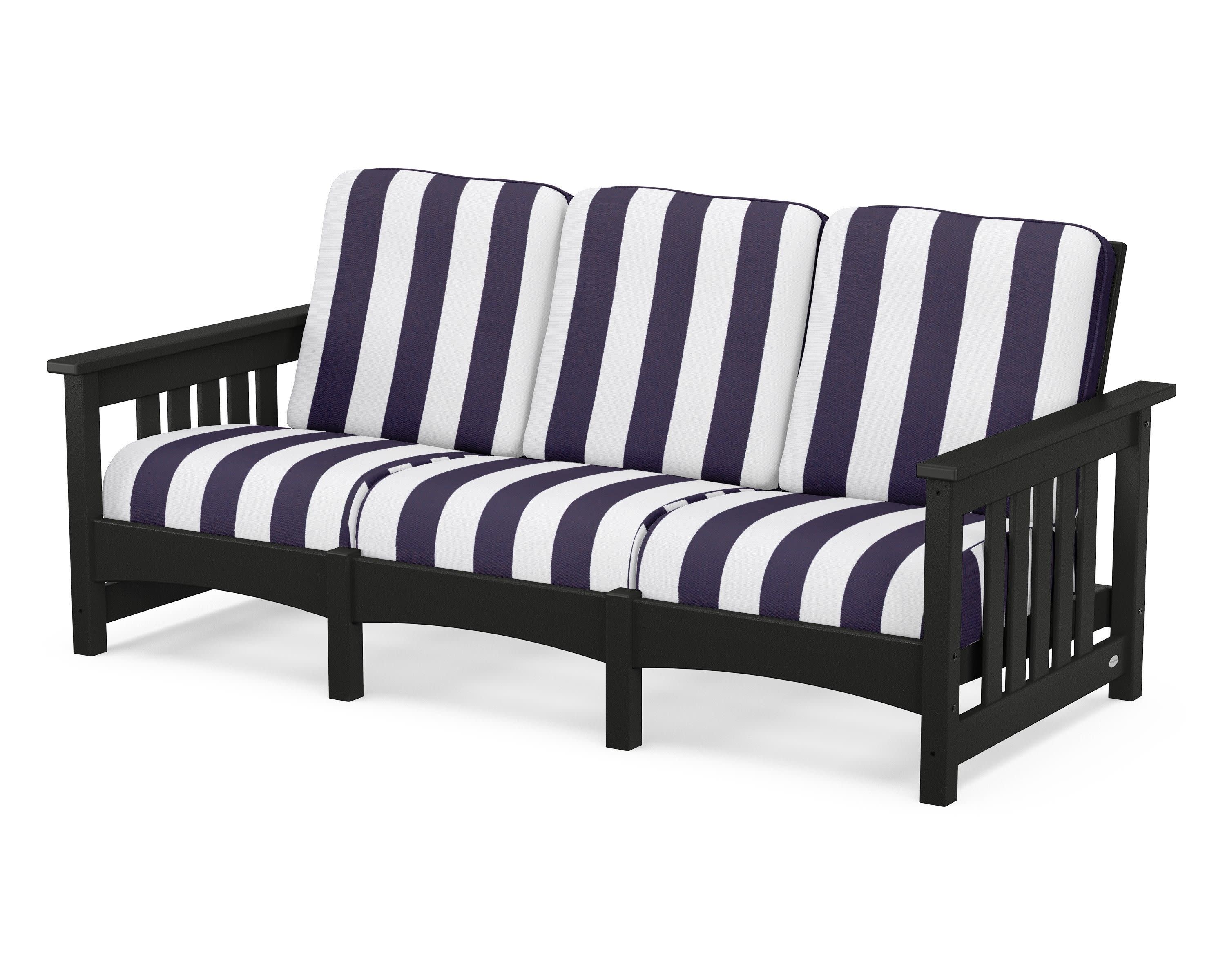 Club Mission Sofa in Black / Cabana Stripe Navy