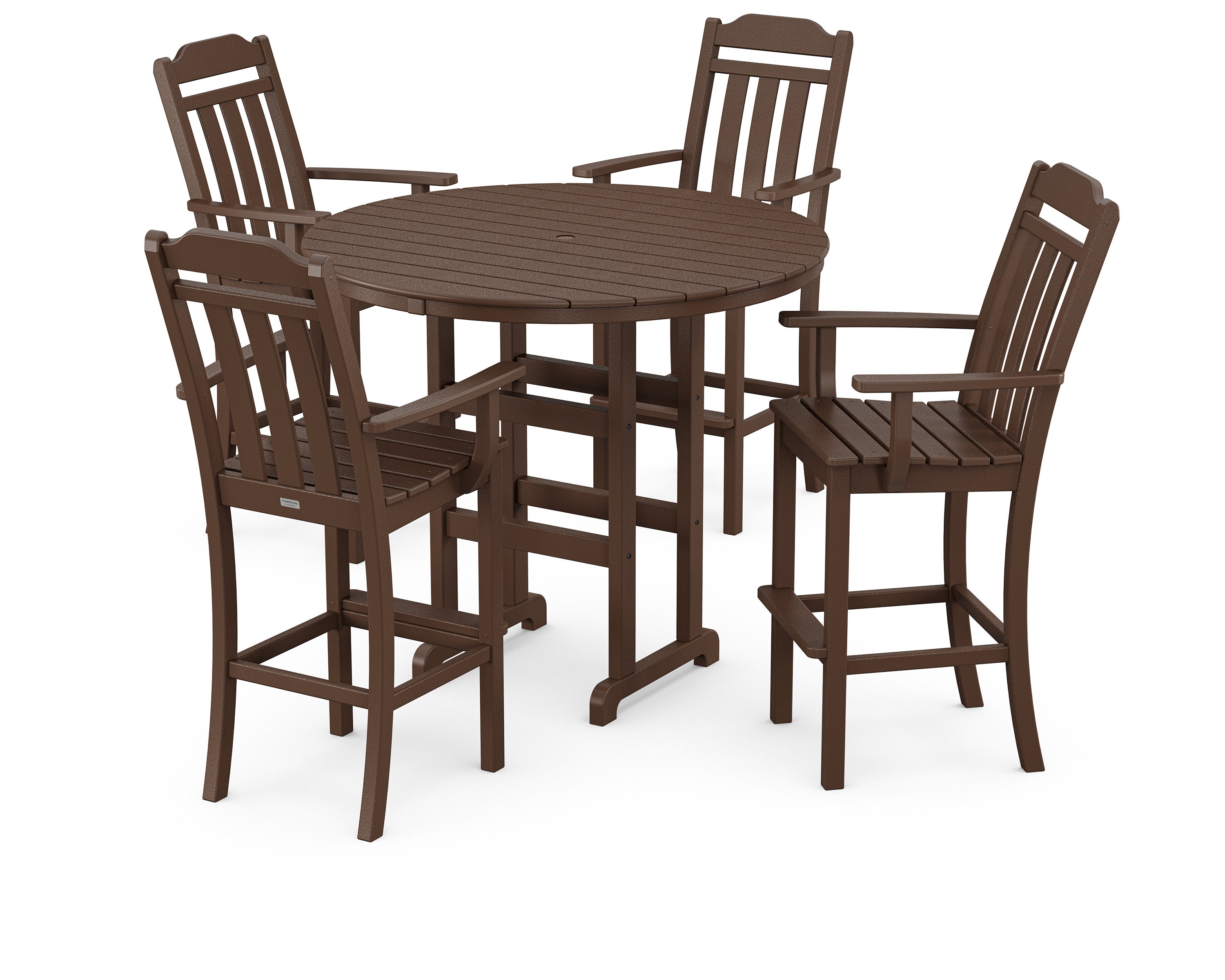 Cottage 5-Piece Round Farmhouse Bar Set in Mahogany