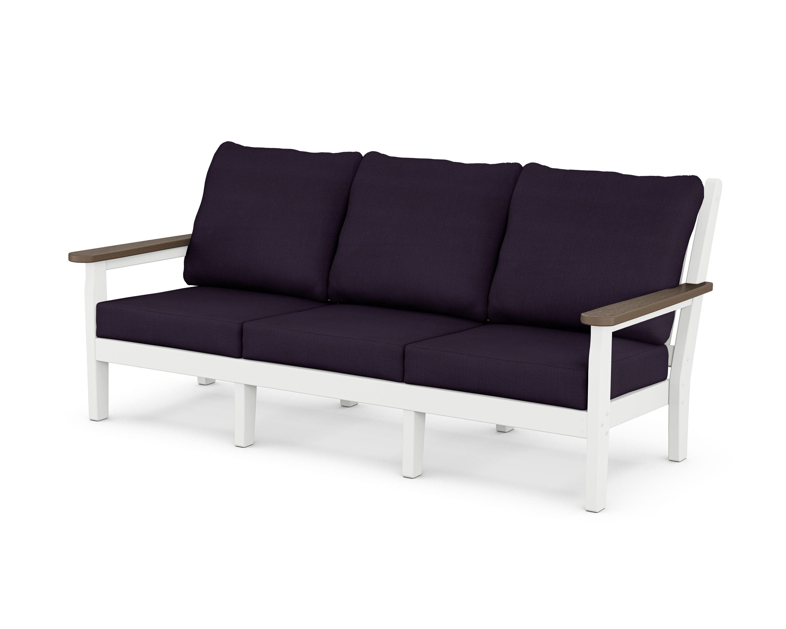Chippendale Deep Seating Sofa in White / Kona / Navy Linen