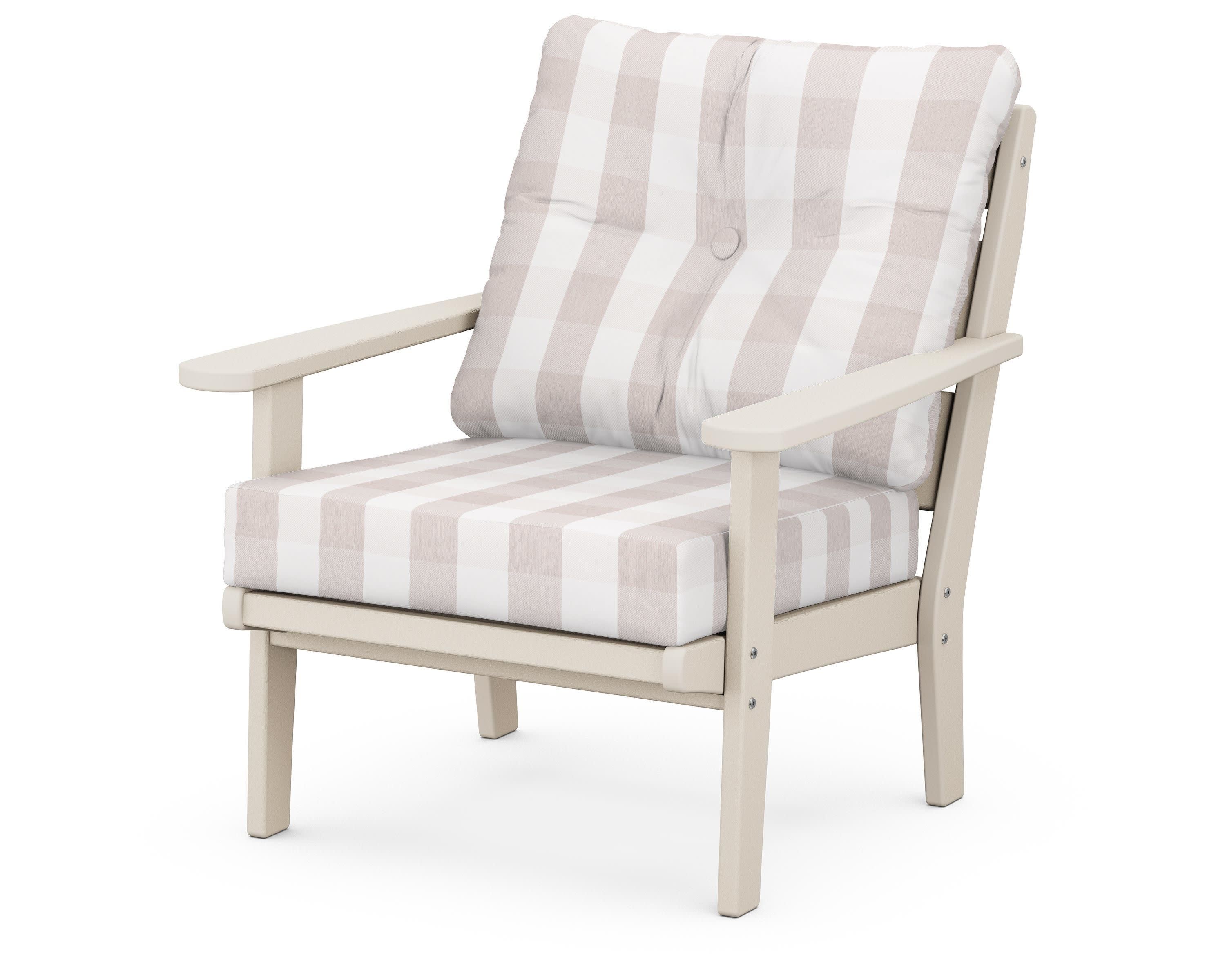 Lakeside Deep Seating Chair in Sand / Buffalo Plaid Dune Burlap