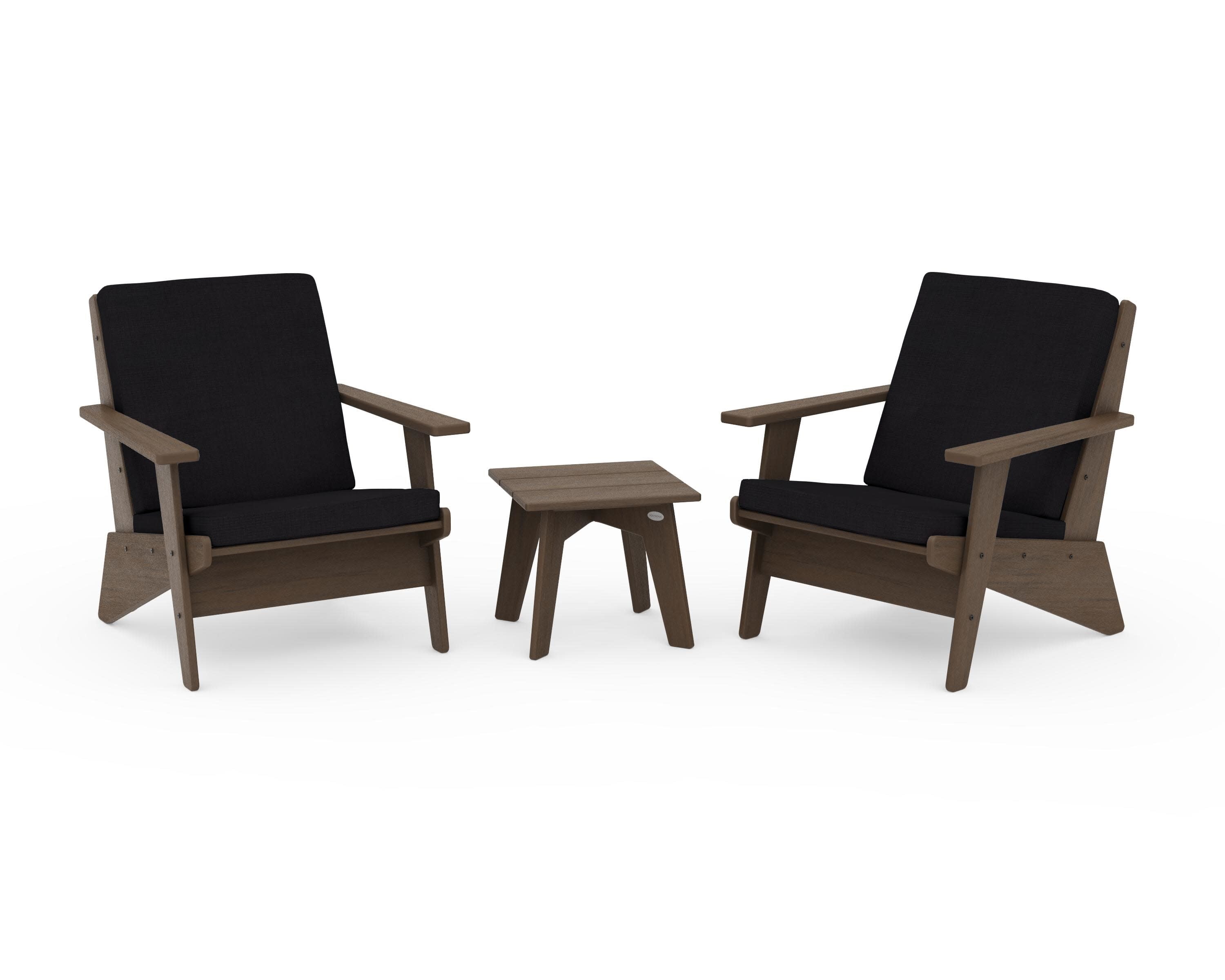 Riviera Modern Lounge 3-Piece Set in Kona / Midnight Linen