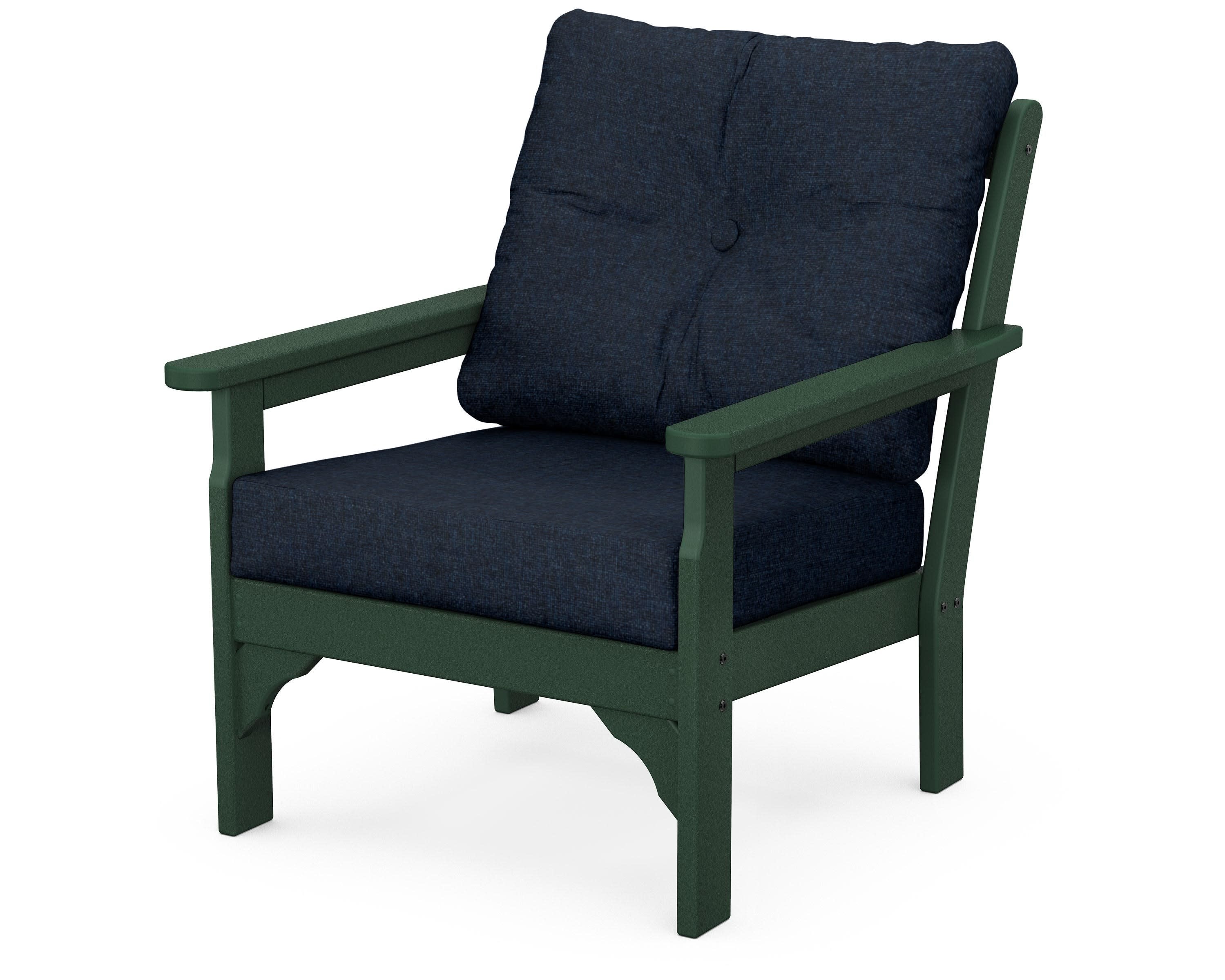 Vineyard Deep Seating Chair in Green / Marine Indigo
