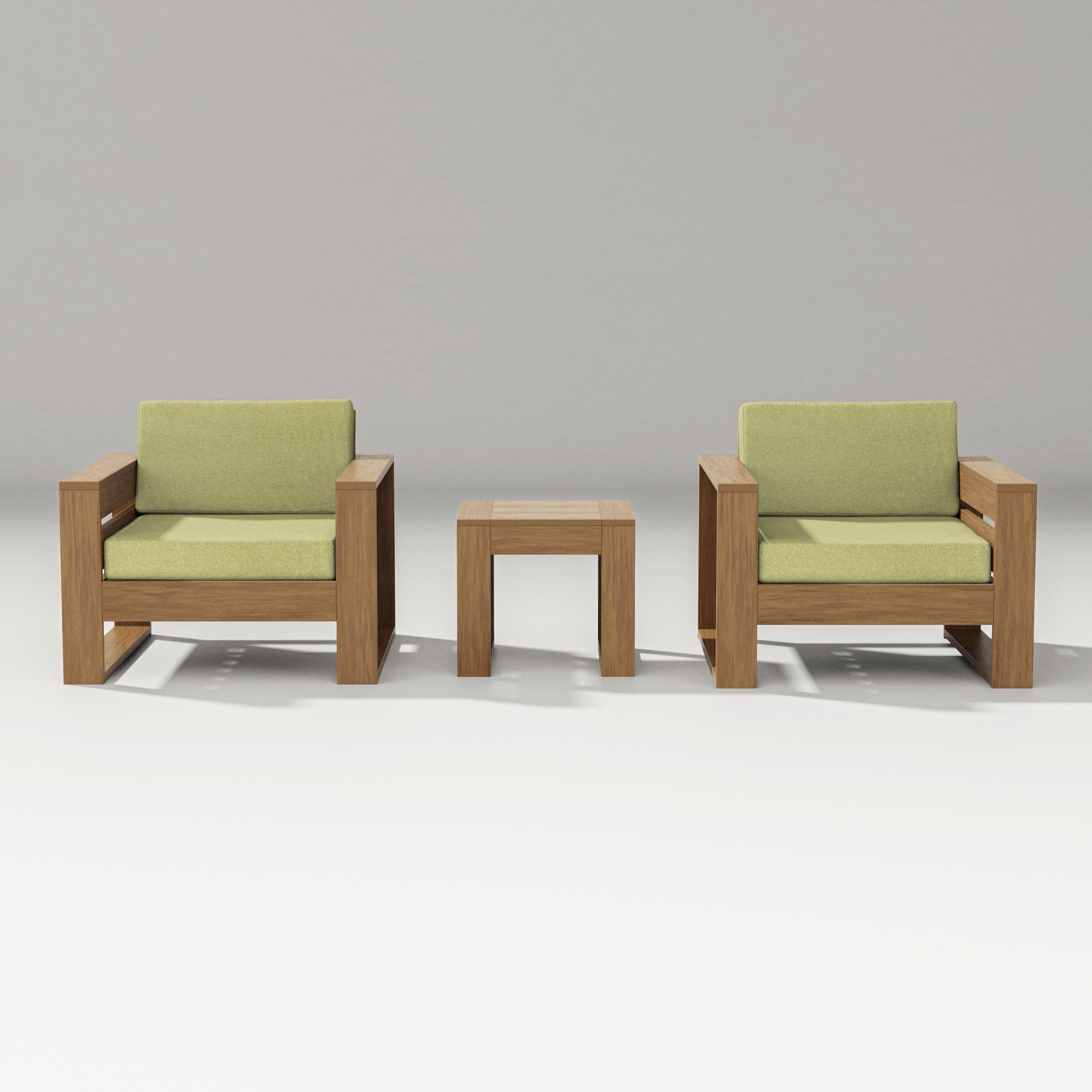 Latitude 3-Piece Lounge Chair Set in Natural / Chartreuse Boucle