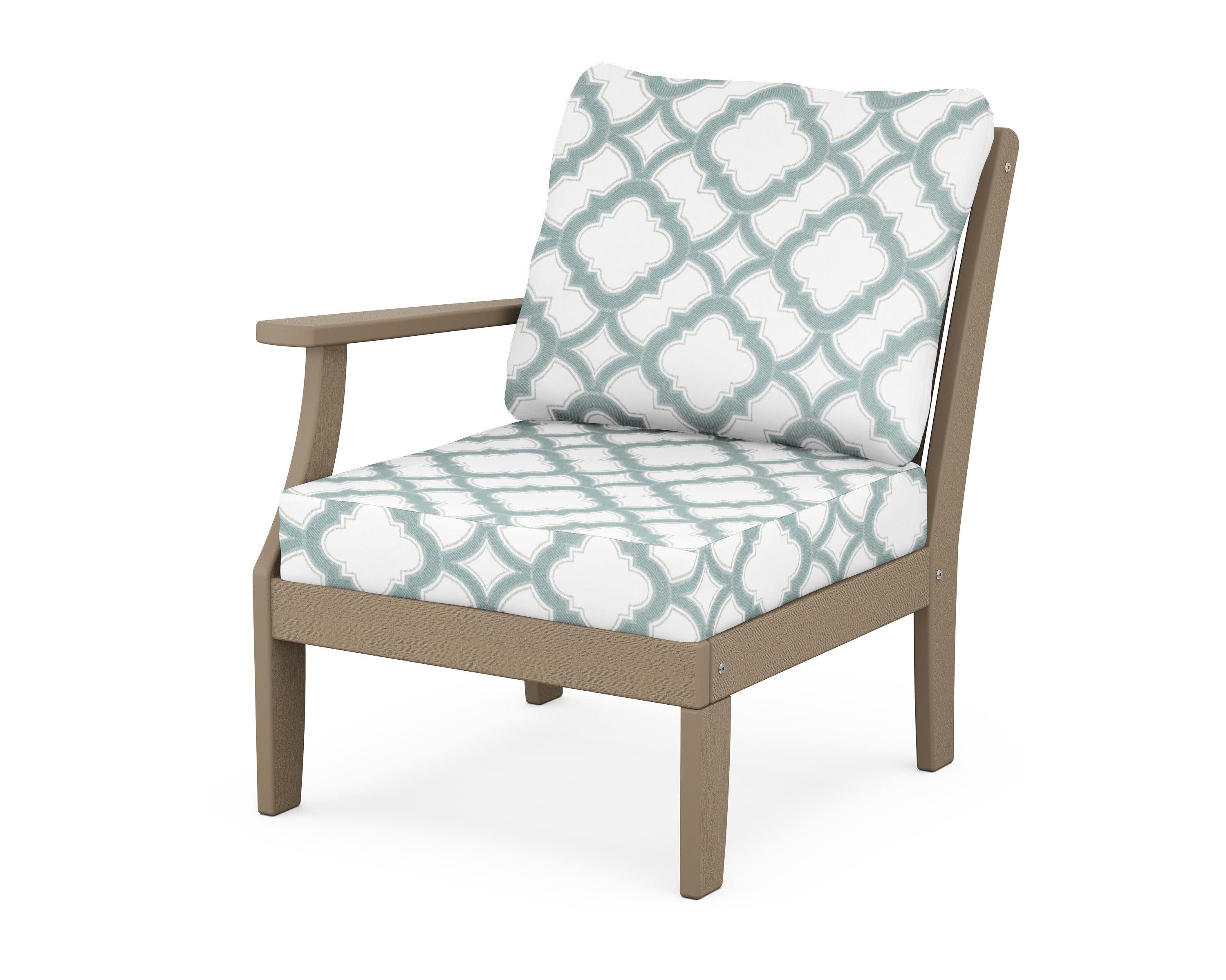 Braxton Modular Left Arm Chair in Vintage Sahara / Trellis Glacier Spa