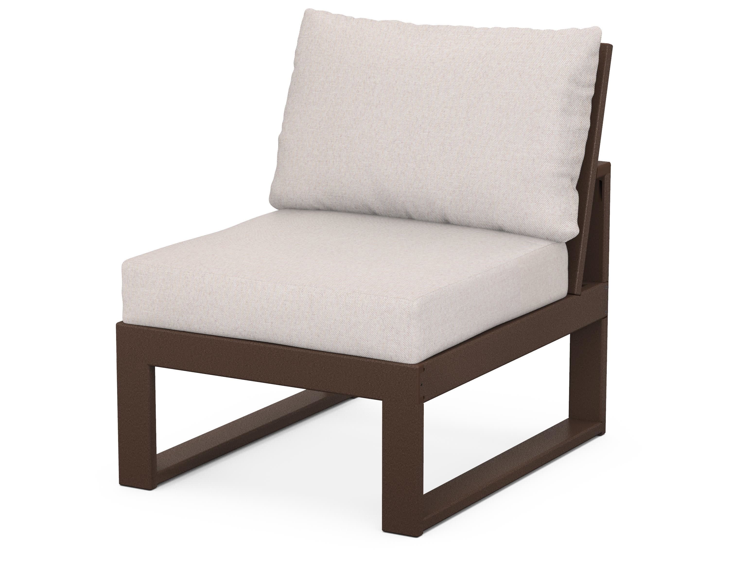 Modular Armless Chair in Mahogany / Dune Burlap