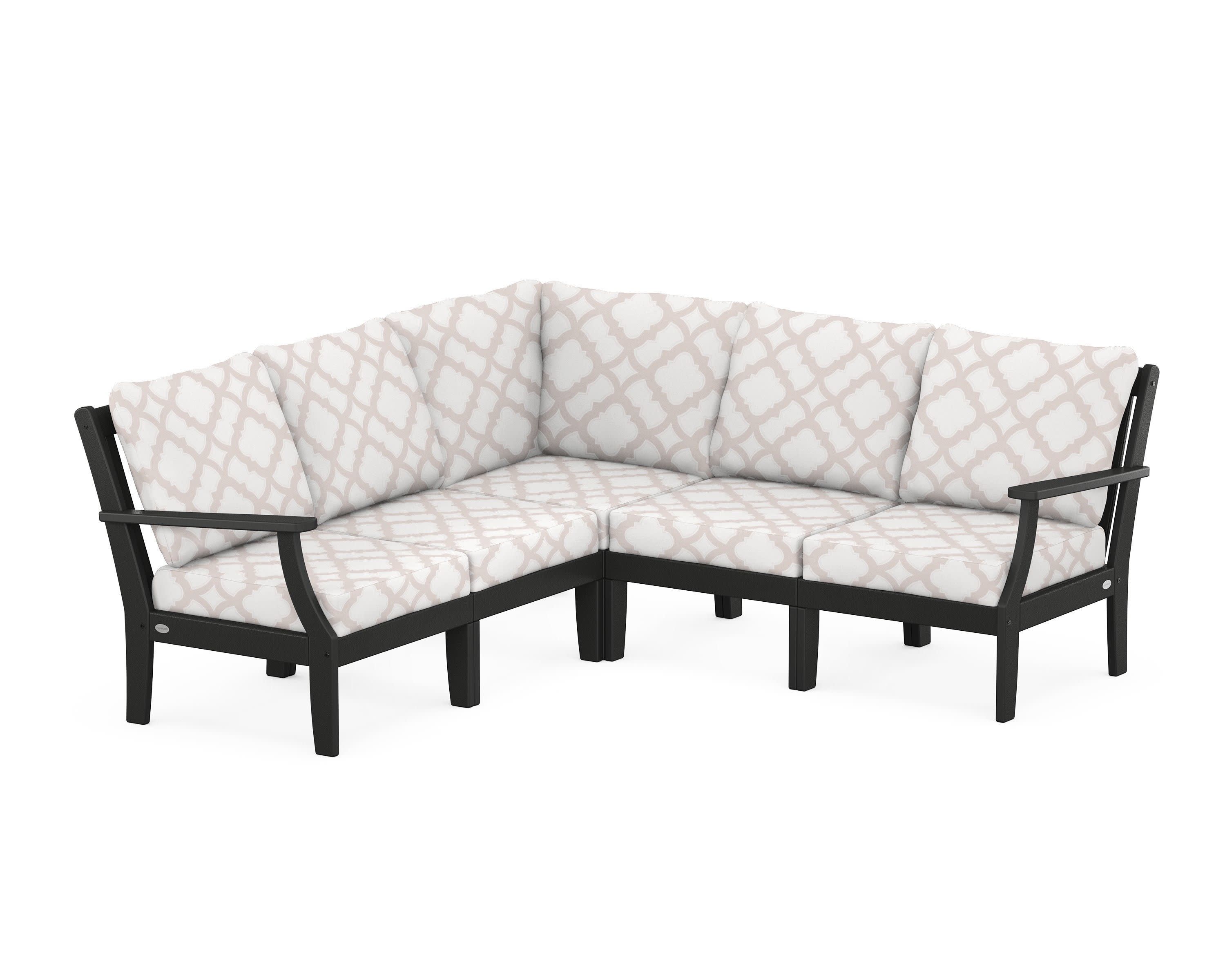 Braxton Modular 5-Piece Deep Seating Set in Black / Trellis Dune Burlap