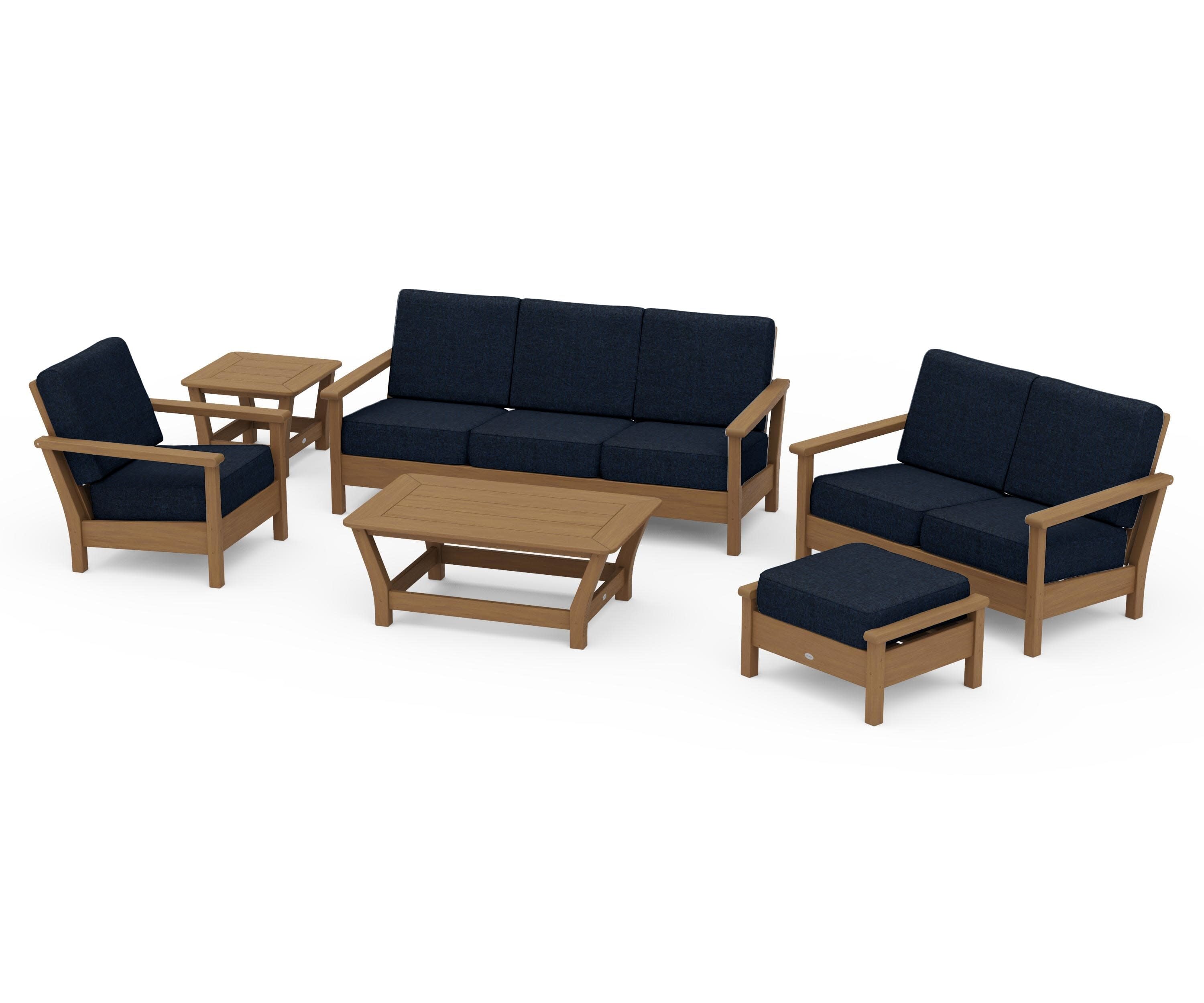 Harbour 6-Piece Outdoor Living Set in Natural / Marine Indigo