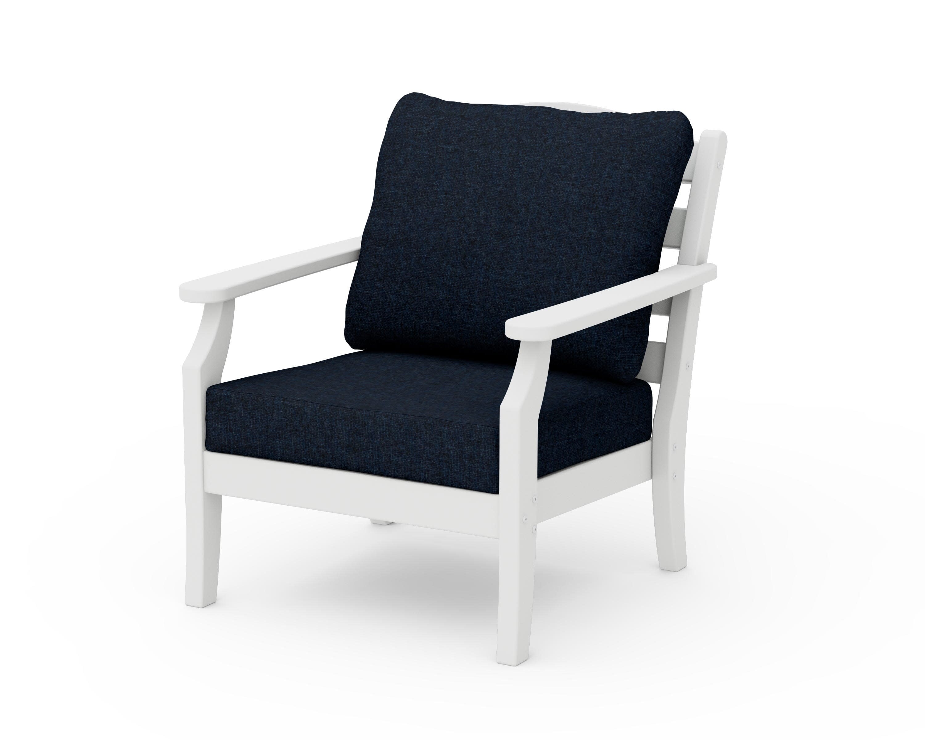 Savannah Deep Seating Chair in White / Marine Indigo