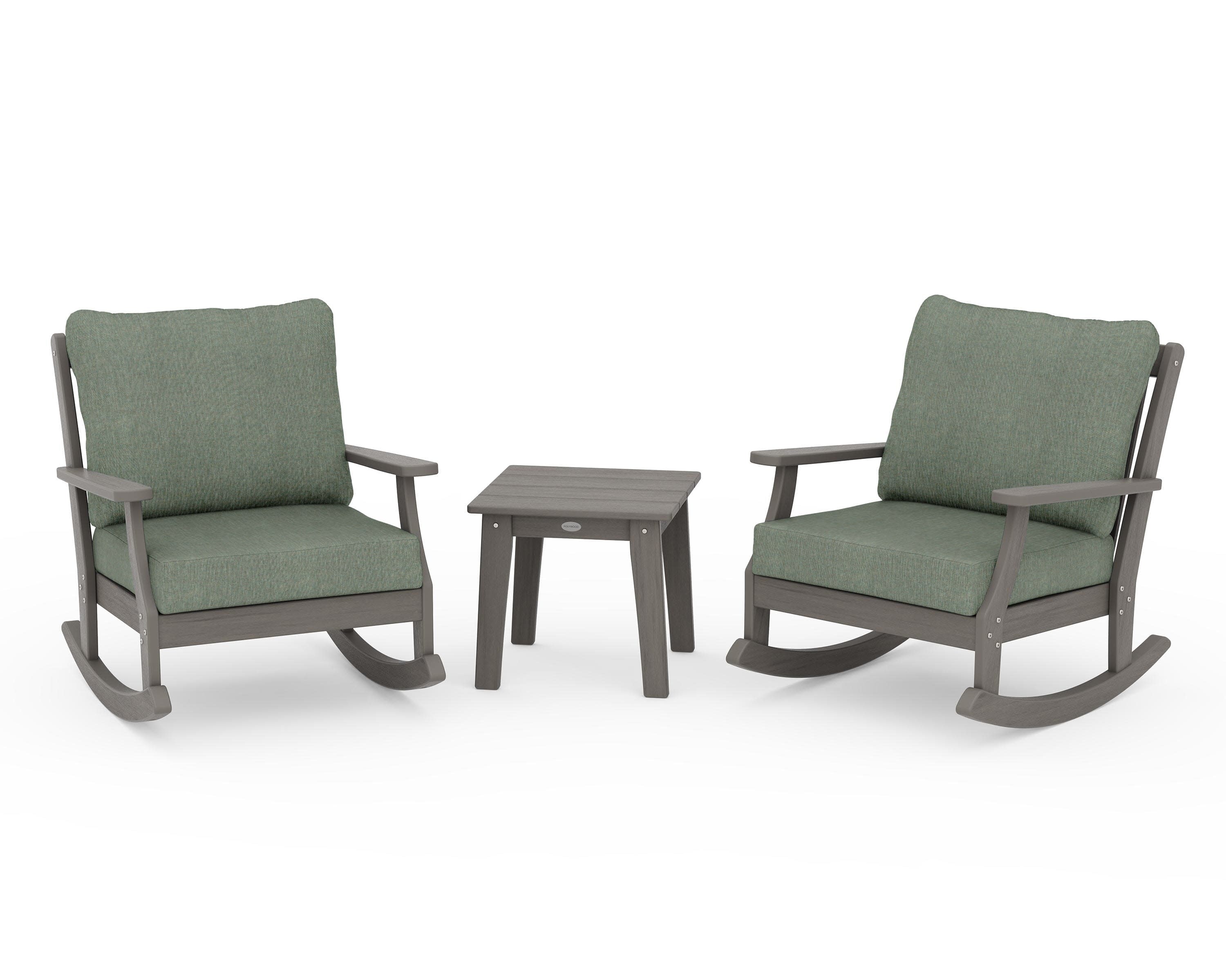 Braxton 3-Piece Deep Seating Rocker Set in Driftwood / Cast Sage