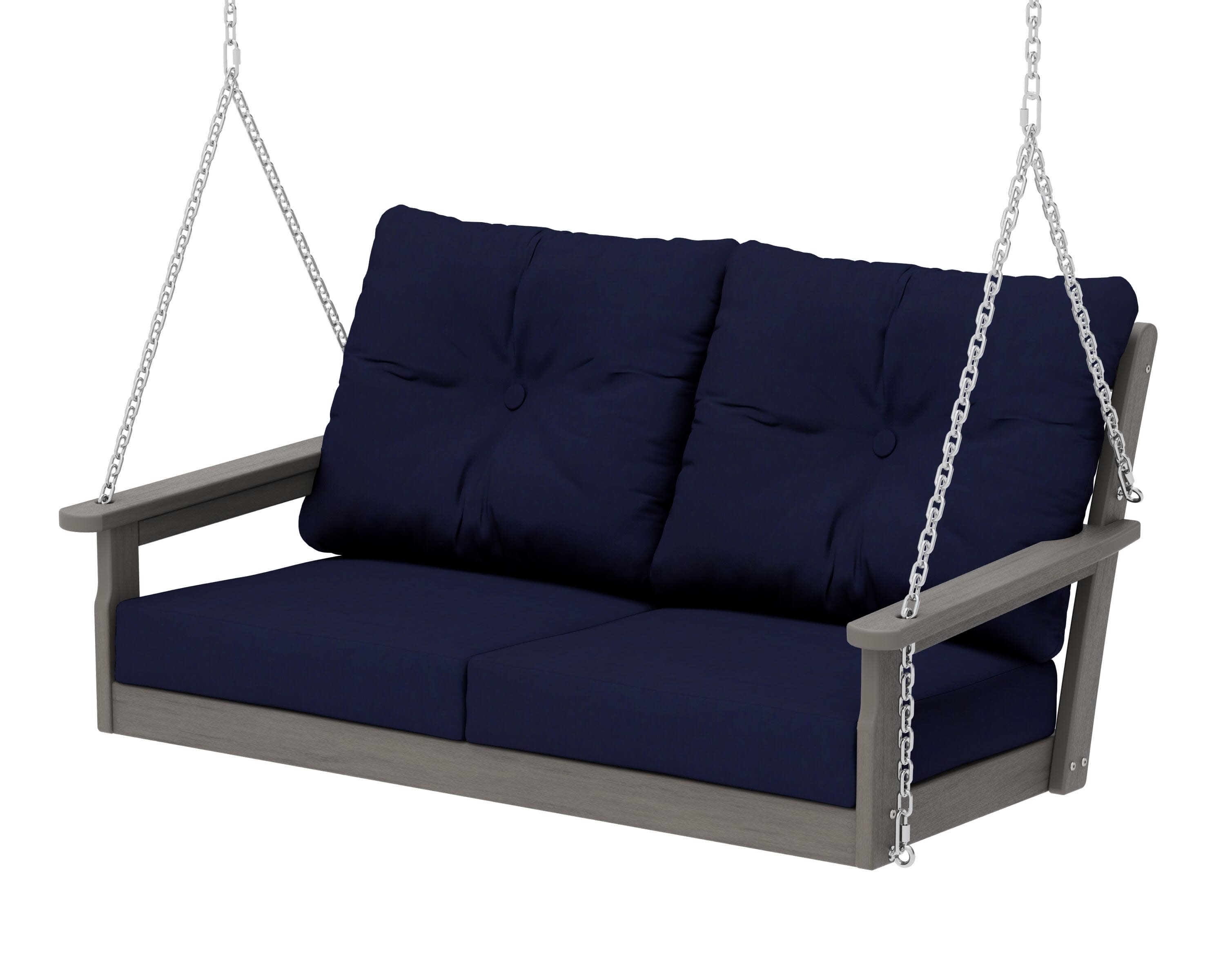 Vineyard Deep Seating Swing in Driftwood / Navy