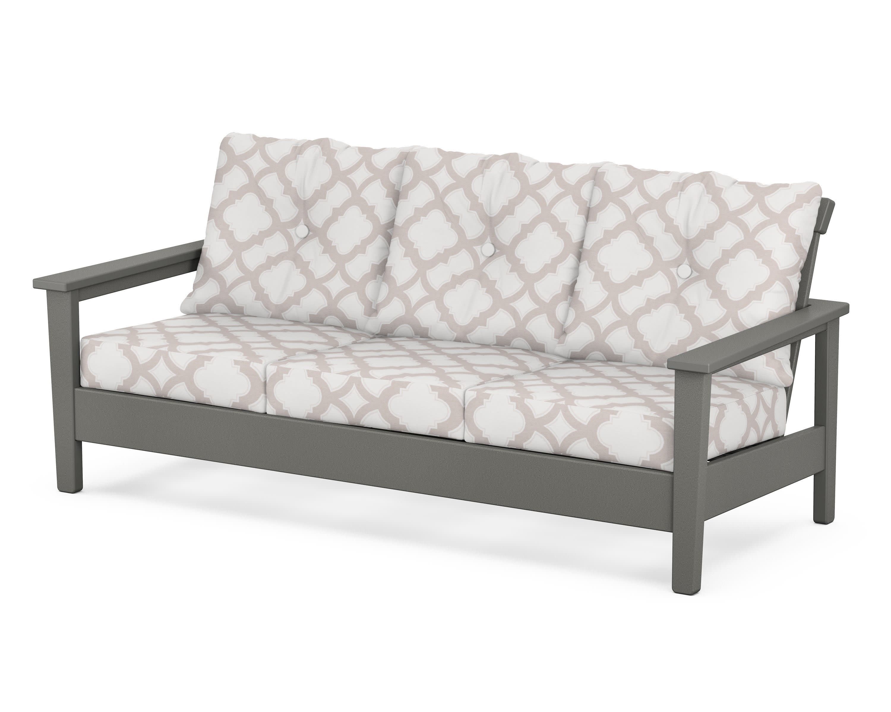 Prescott Deep Seating Sofa in Slate Grey / Trellis Dune Burlap
