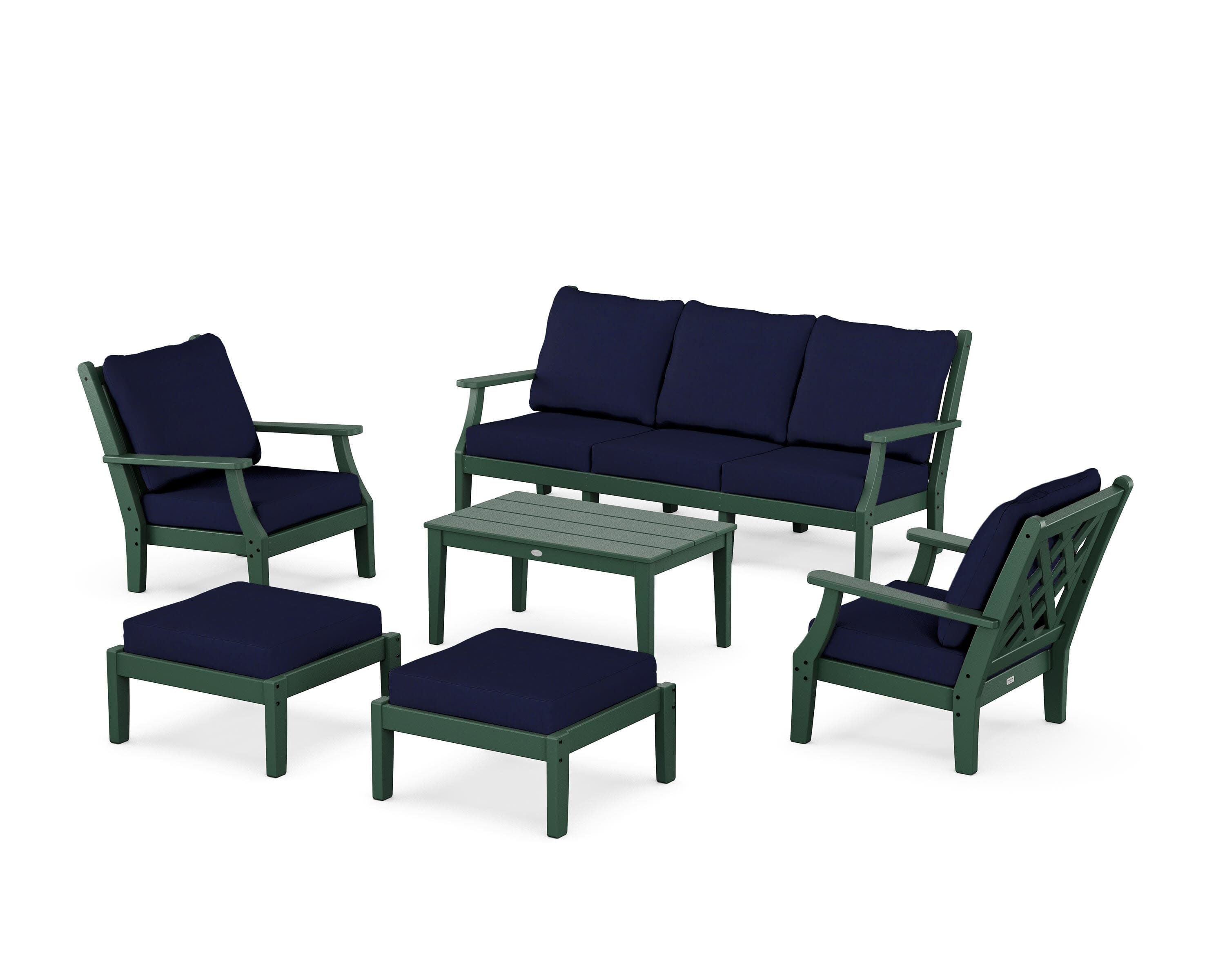 Wovendale 6-Piece Lounge Sofa Set in Green / Navy