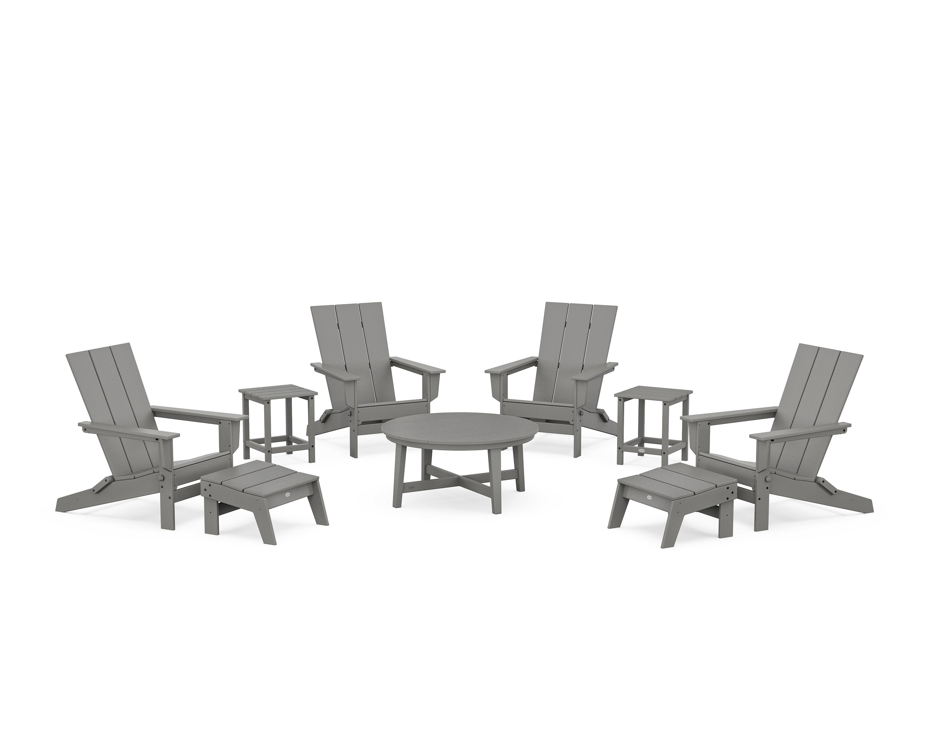 Modern Studio Folding Adirondack 9-Piece Conversation Set in Slate Grey