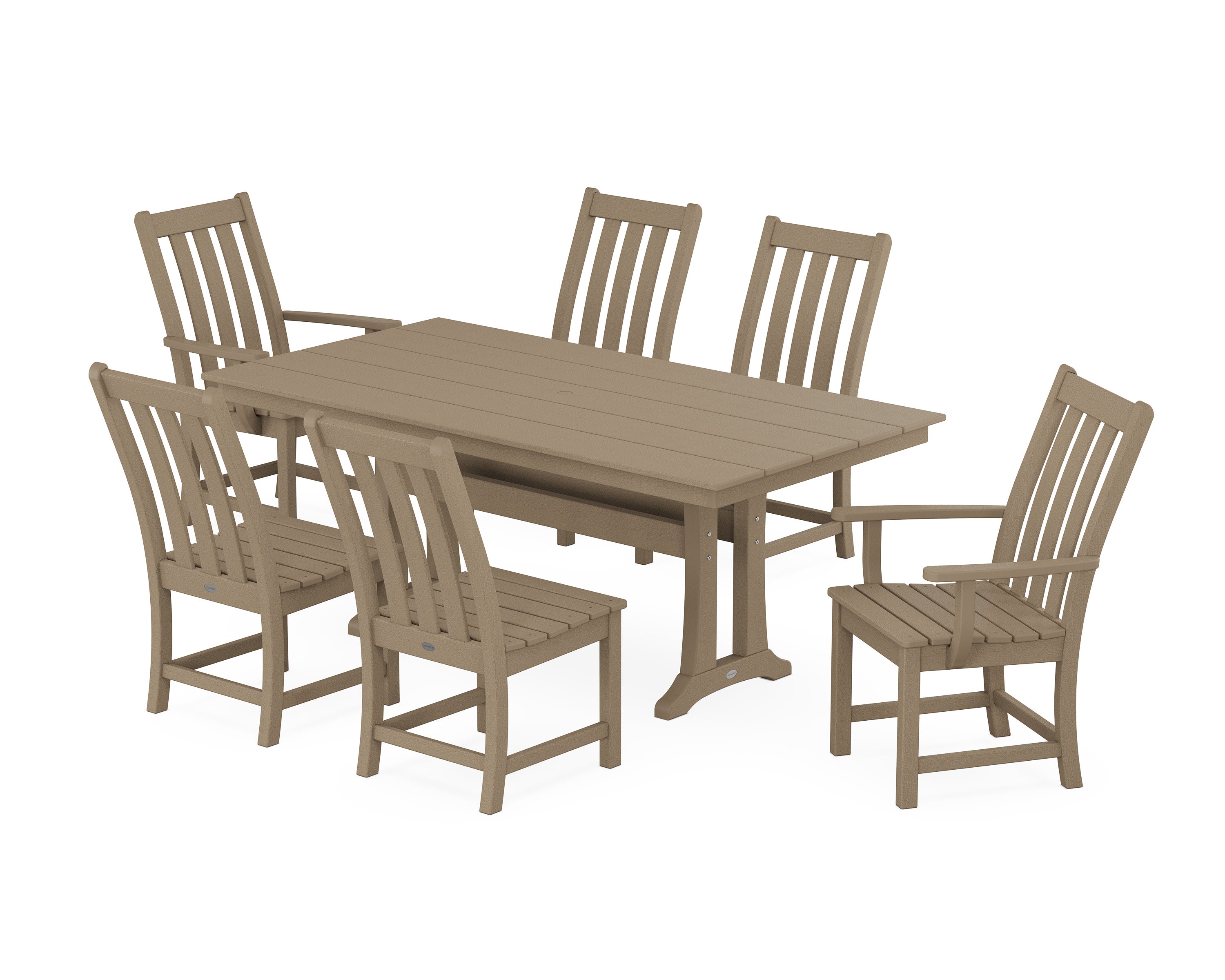 Vineyard 7-Piece Farmhouse Dining Set With Trestle Legs - DUPLICATE - Use SKU PWS340-1 in Vintage Sahara