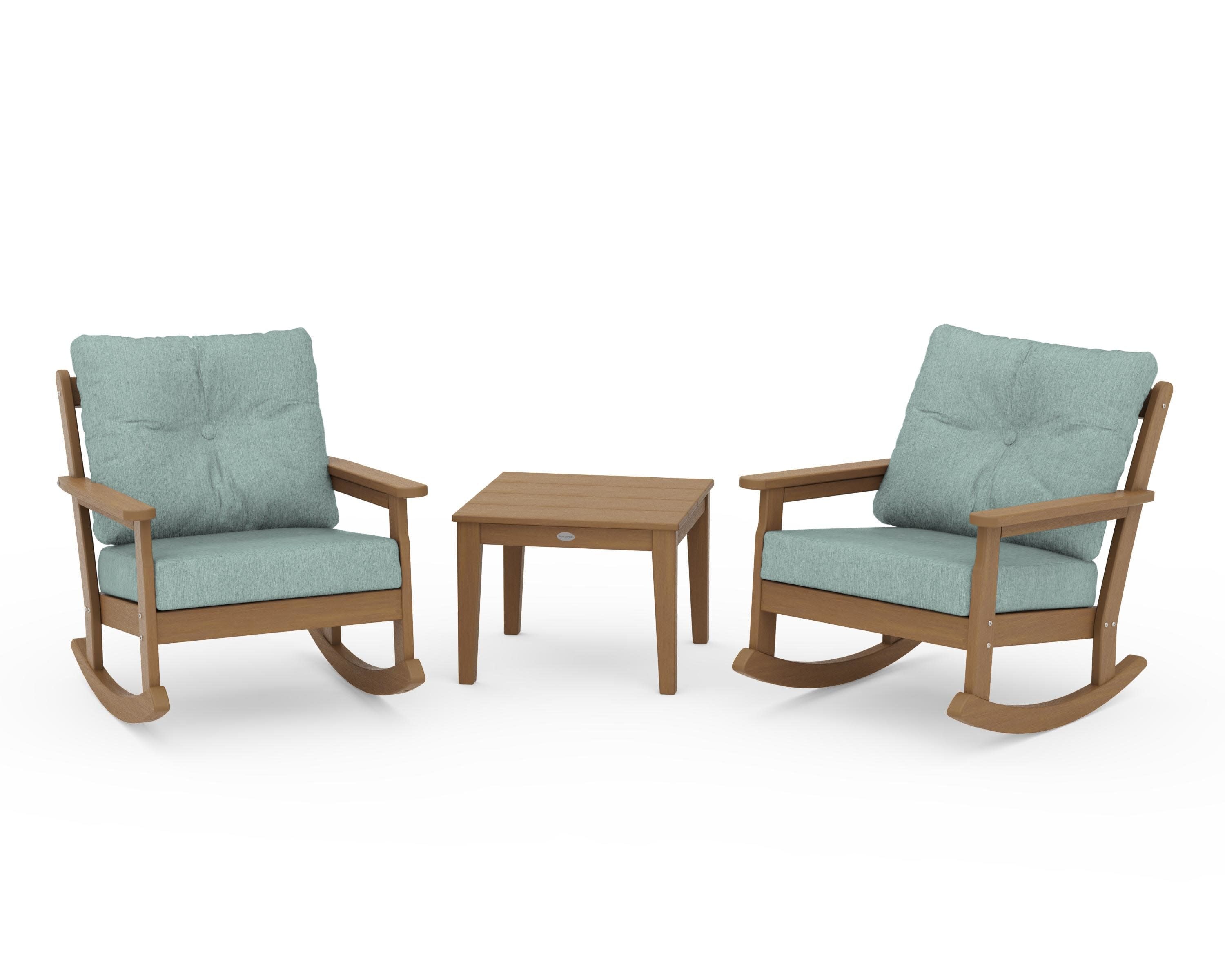 Vineyard 3-Piece Deep Seating Rocker Set in Natural / Glacier Spa