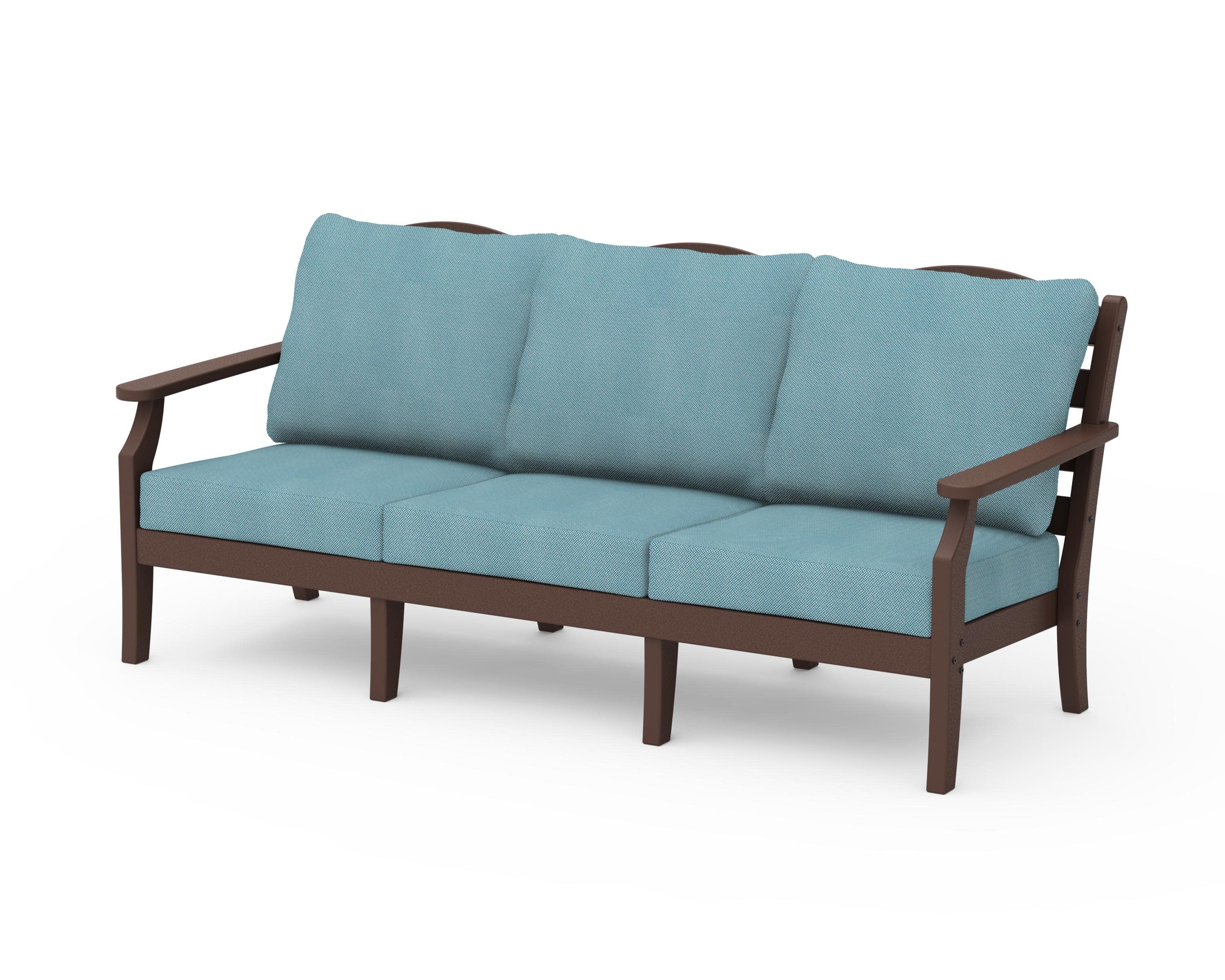 Savannah Deep Seating Sofa in Mahogany / Lattice Sky Blue
