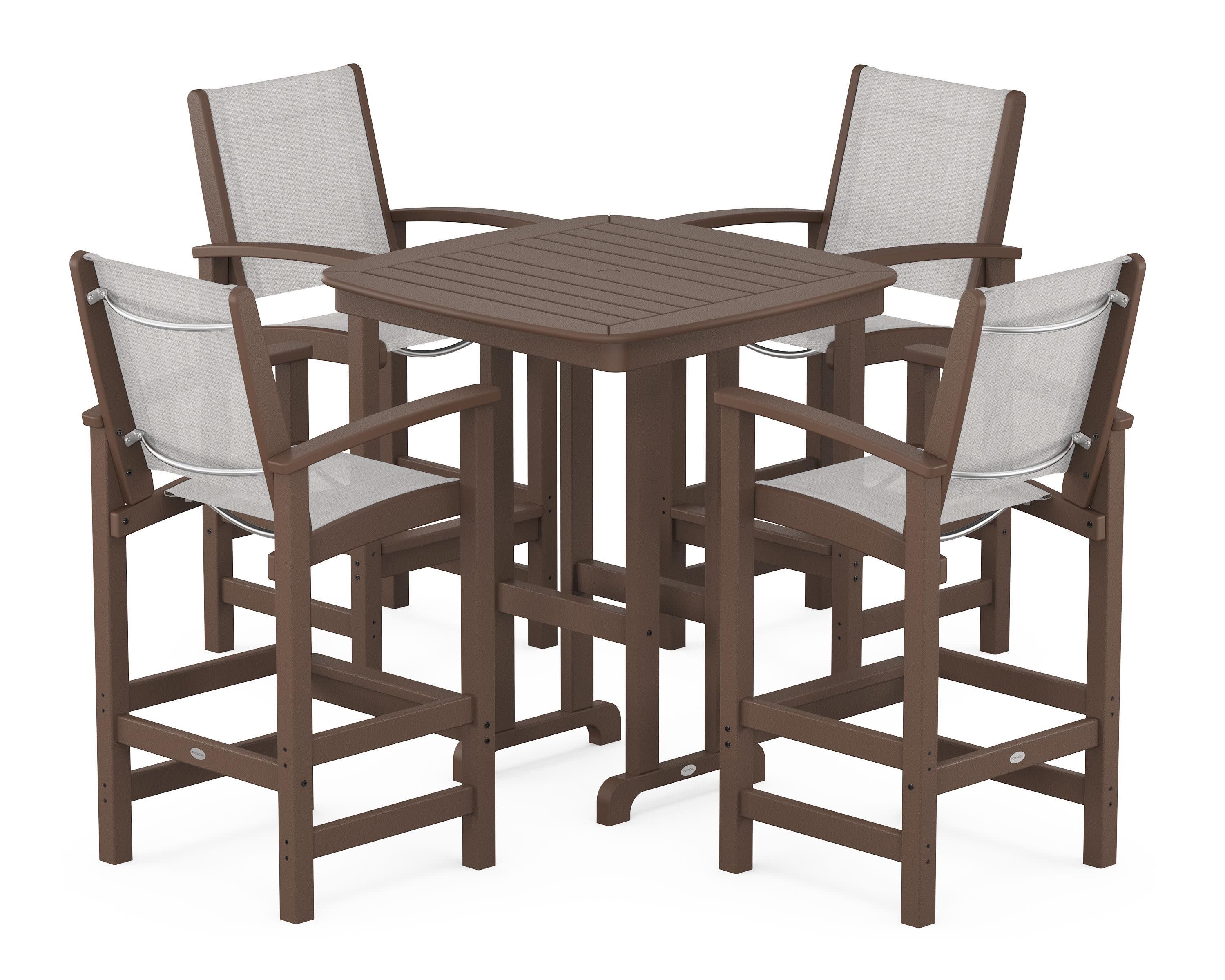 Coastal 5-Piece Bar Set in Mahogany / Parchment Sling