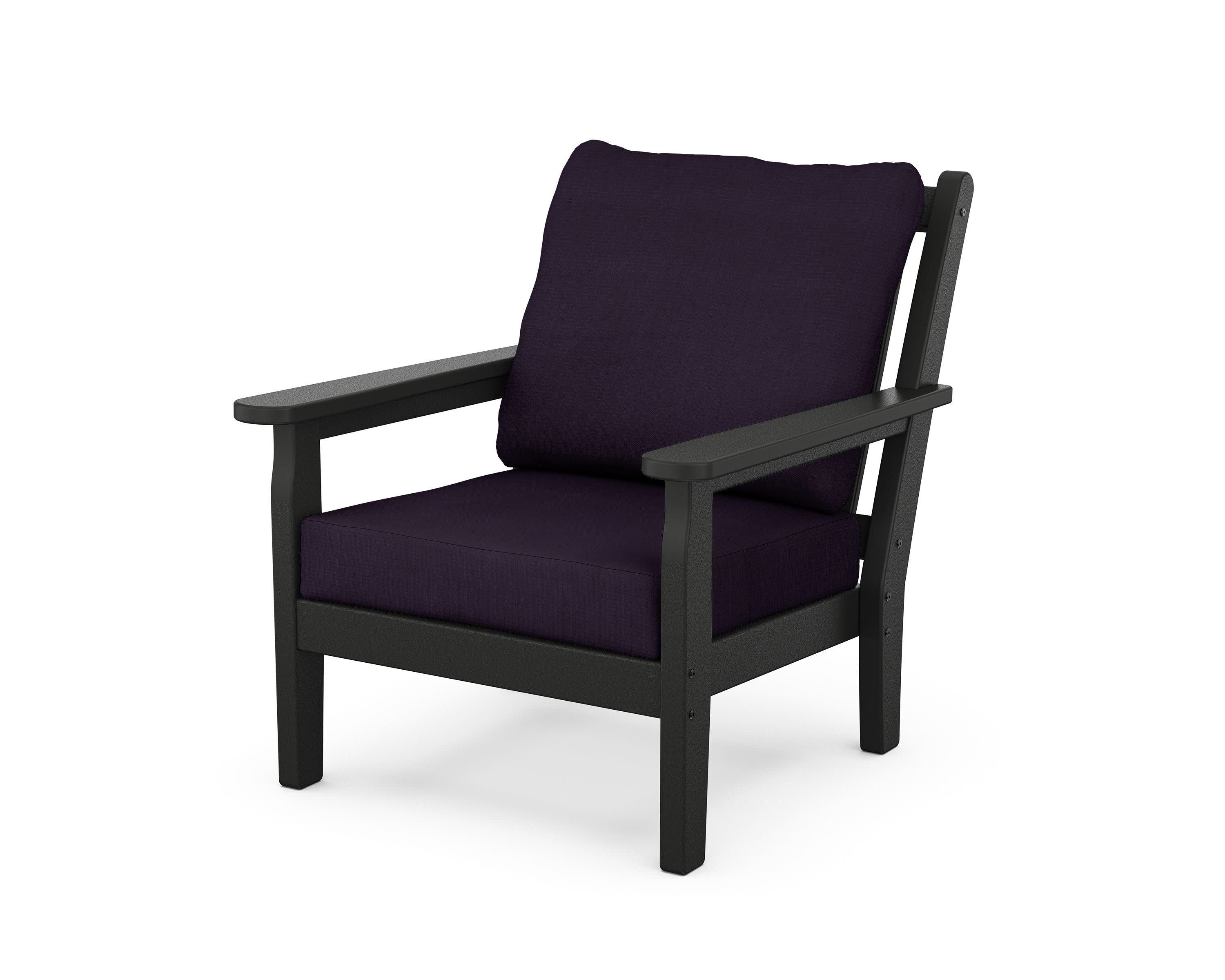 Chippendale Deep Seating Chair in Black / Navy Linen